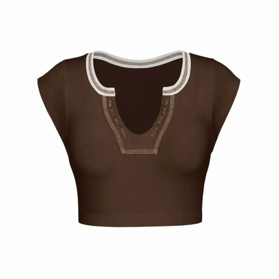 RUZU UG V-Shirt Slim Fit, kurzes, sexy geripptes T-Shirt (1-tlg) günstig online kaufen