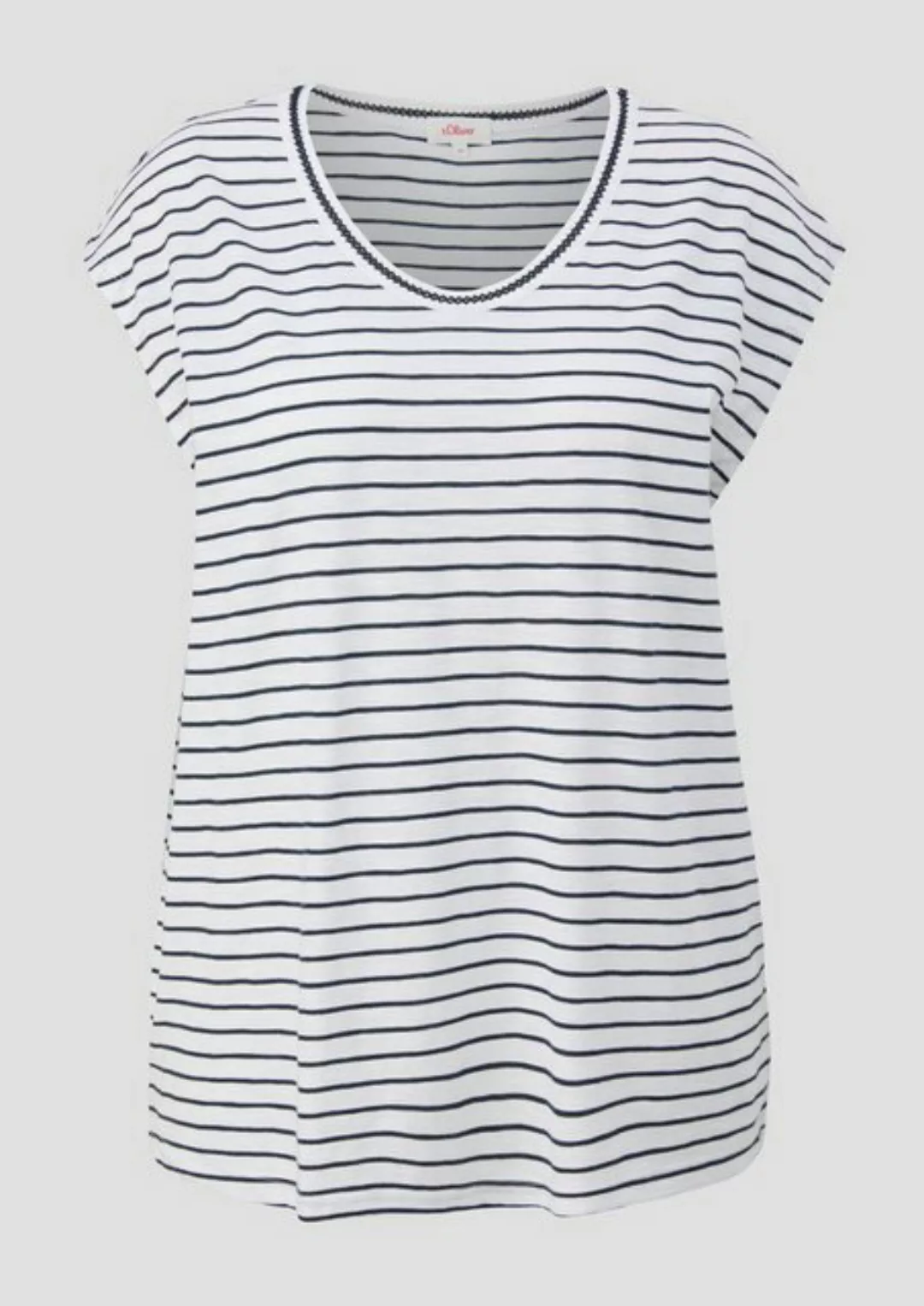 s.Oliver Kurzarmshirt T-Shirt mit V-Ausschnitt im Relaxed Fit Ziernaht, Pas günstig online kaufen