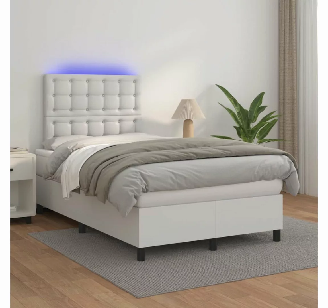 vidaXL Boxspringbett Boxspringbett mit Matratze & LED Kunstleder (120 x 200 günstig online kaufen