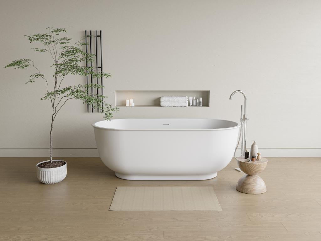 Freistehende Badewanne oval - 257 L - 170 x 80 x 60 cm - Acryl - Weiß matt günstig online kaufen