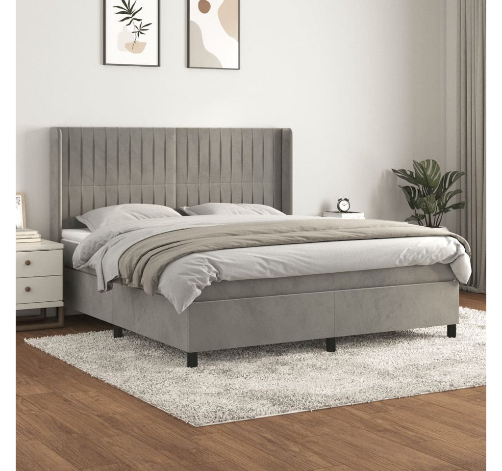 vidaXL Boxspringbett Boxspringbett mit Matratze Dunkelgrau 180x200 cm Samt günstig online kaufen