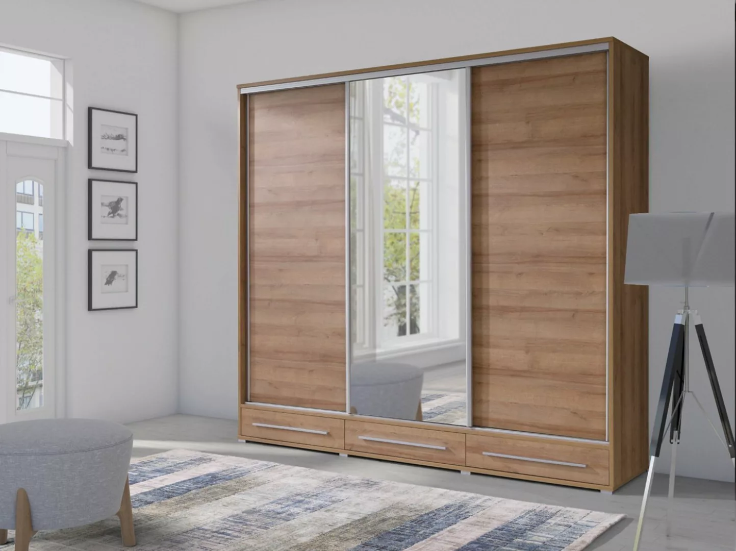 Beautysofa Kleiderschrank Großer moderner geräumiger Schiebeschrank mit Fäc günstig online kaufen