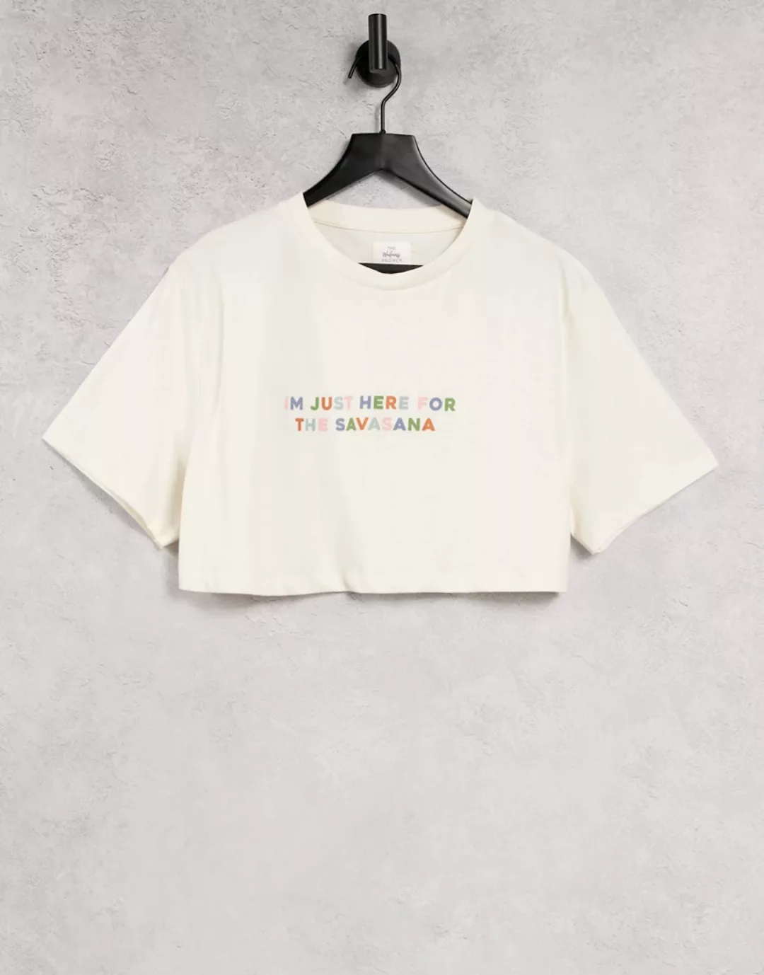The Wellness Project – Lounge-T-Shirt mit Schriftzug in Creme-Weiß günstig online kaufen