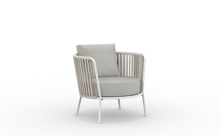 Daisy Rope Outdoor Lounge Sessel - rostfreier Stahl matt weiß, grau-grigio günstig online kaufen