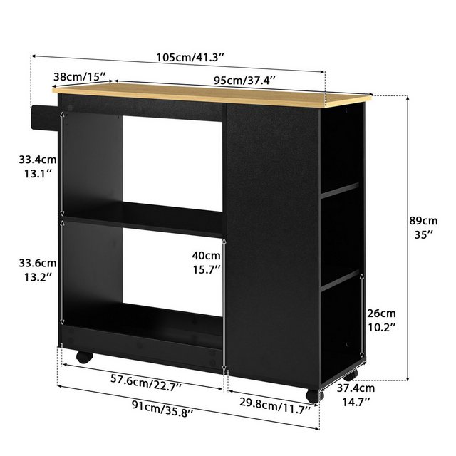 Rhein Beleuchtung Küchenbuffet 105x38x89cm abnehmbares Sideboard, Tischwage günstig online kaufen