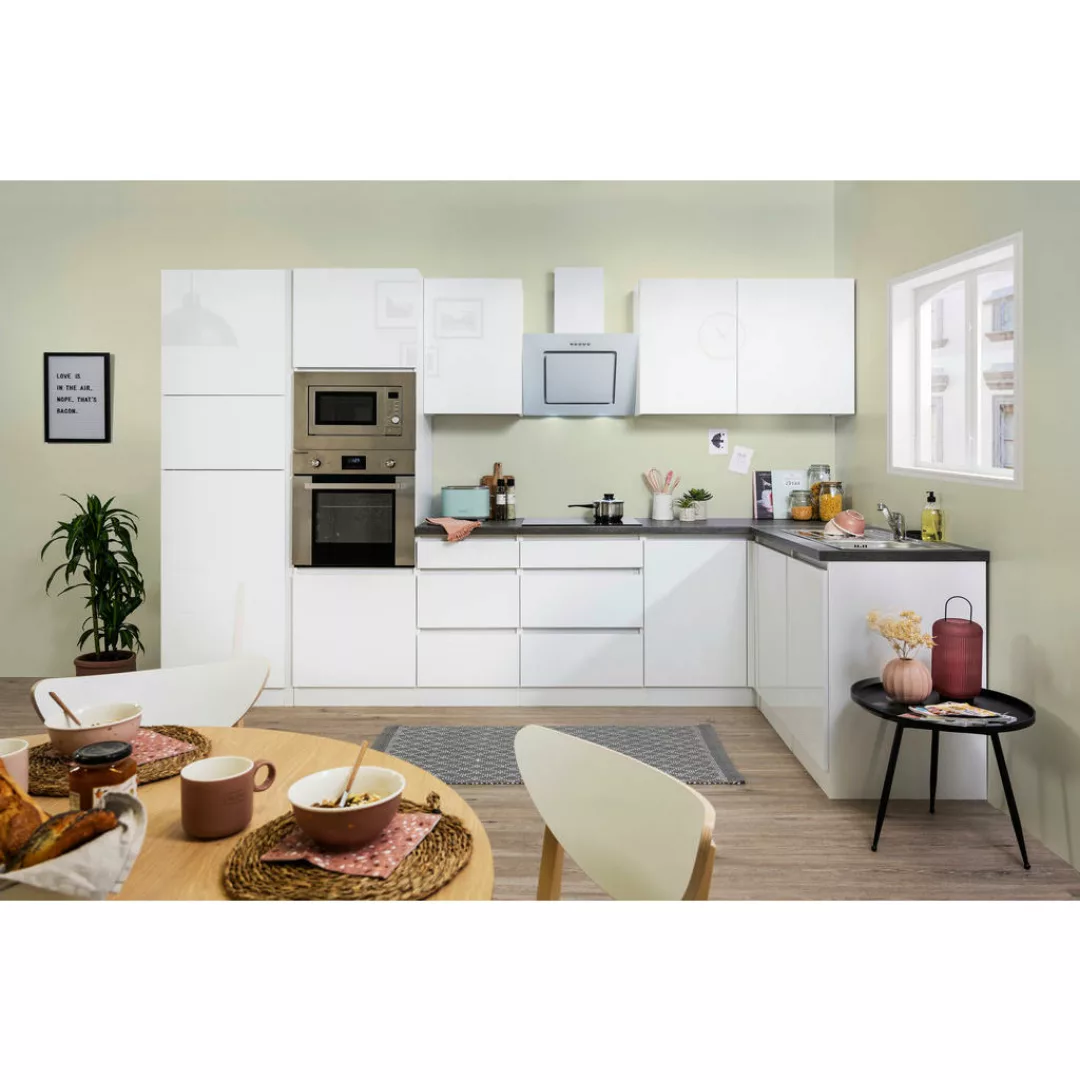 Respekta Küchenblock Premium weiß hochglänzend B/H/T: ca. 345x220,5x172 cm günstig online kaufen