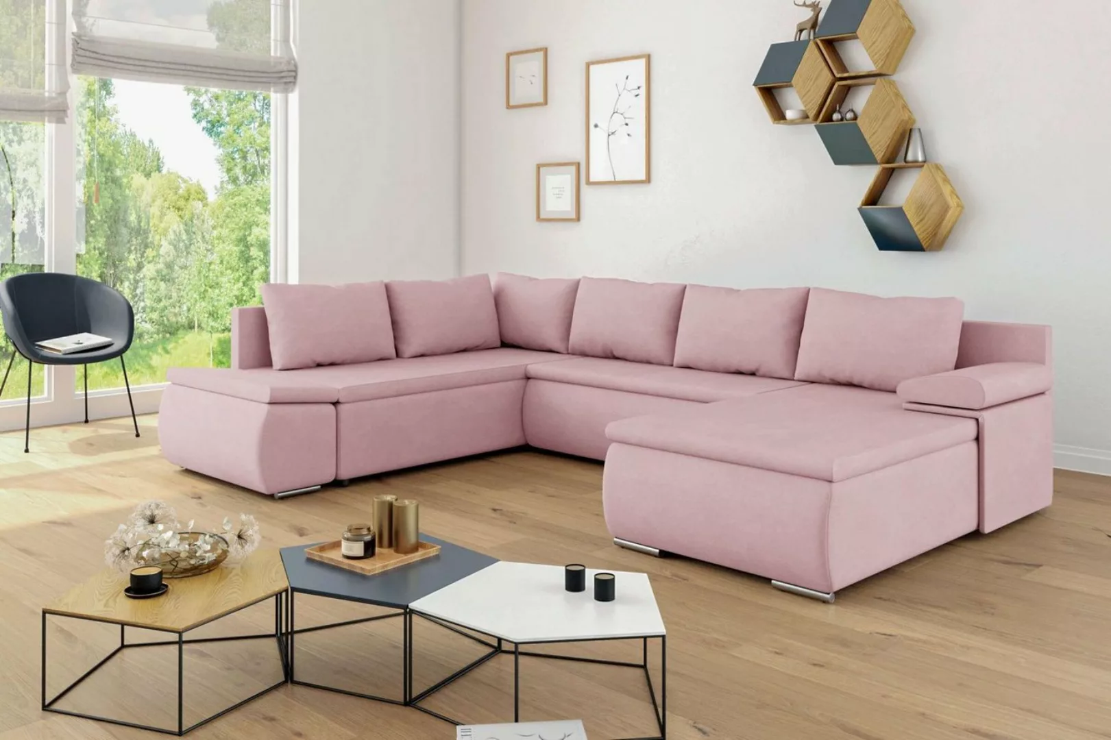 Stylefy Wohnlandschaft Nessi, Sofa, U-Form, Wellenfederung günstig online kaufen
