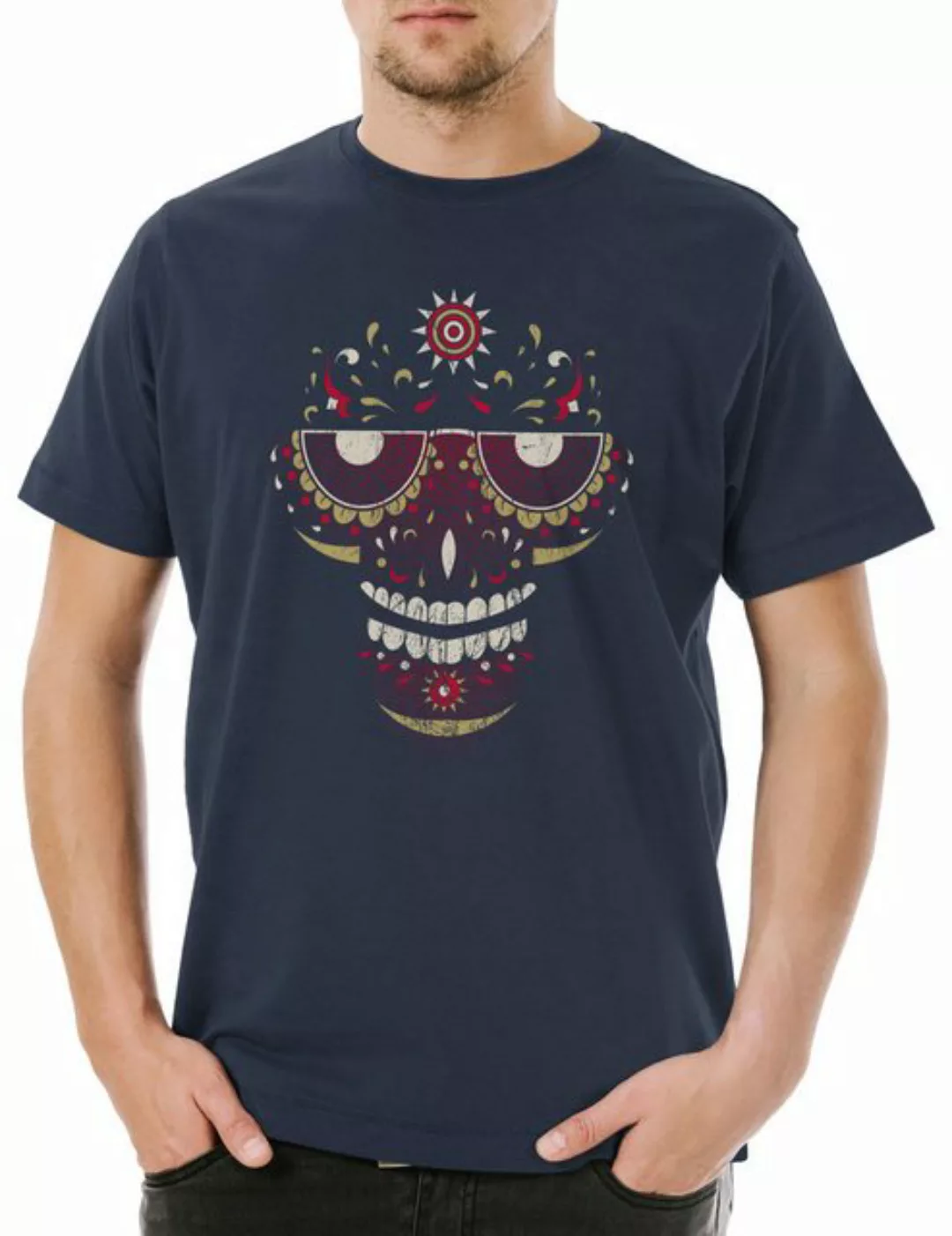 Urban Backwoods Print-Shirt Sugar Skull Face Herren T-Shirt Schädel Mexiko günstig online kaufen