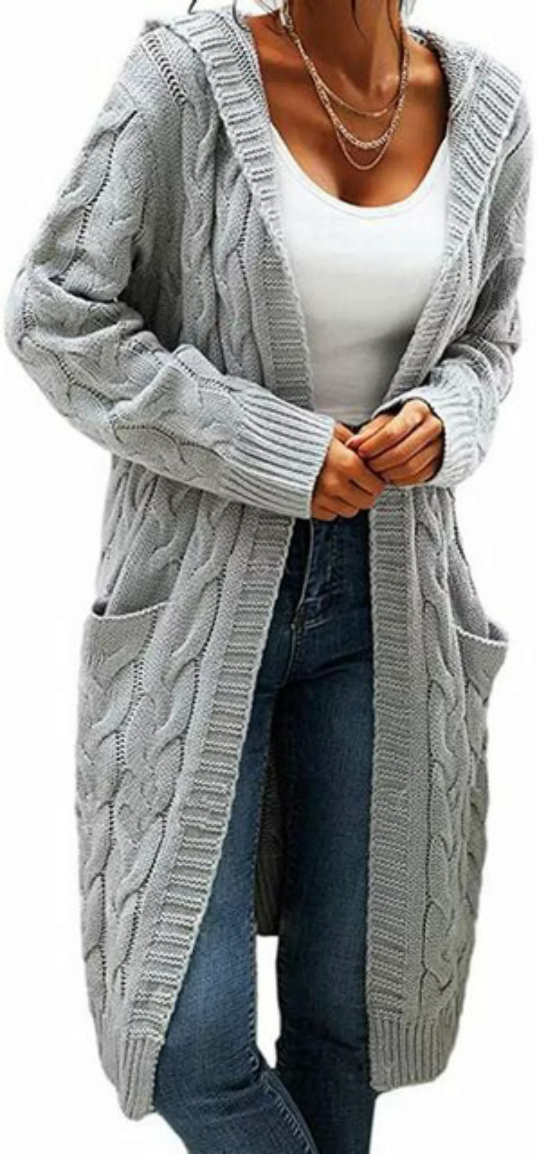 KIKI 2-in-1-Strickjacke Damen-Cardigan mit Kapuze – grob gestrickter Cardig günstig online kaufen