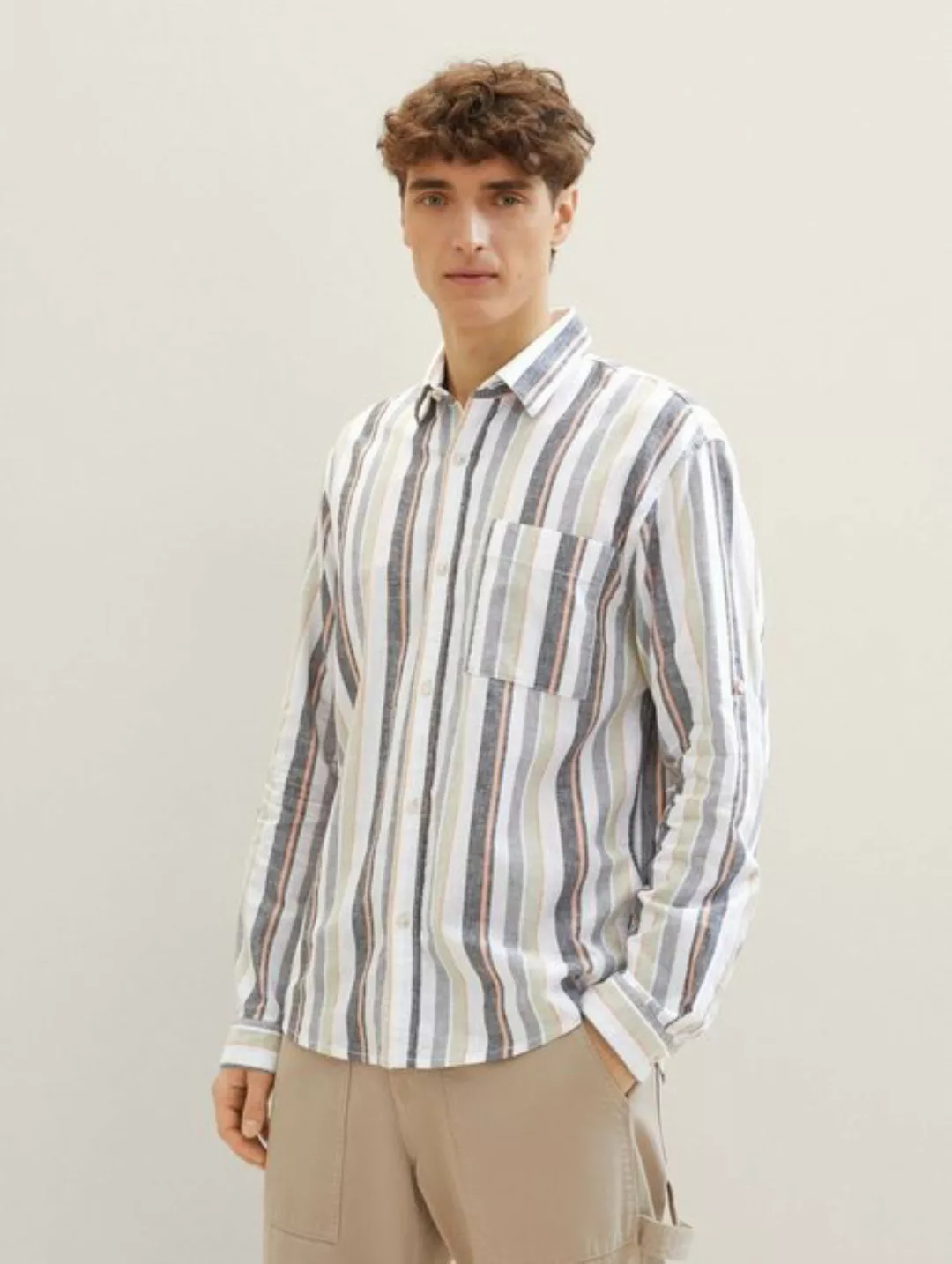TOM TAILOR Denim Langarmhemd Relaxed Hemd mit Leinen günstig online kaufen