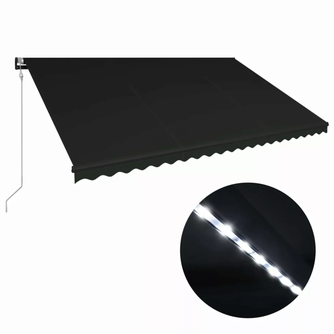 Einziehbare Markise Mit Windsensor & Led 500x300cm Anthrazit günstig online kaufen