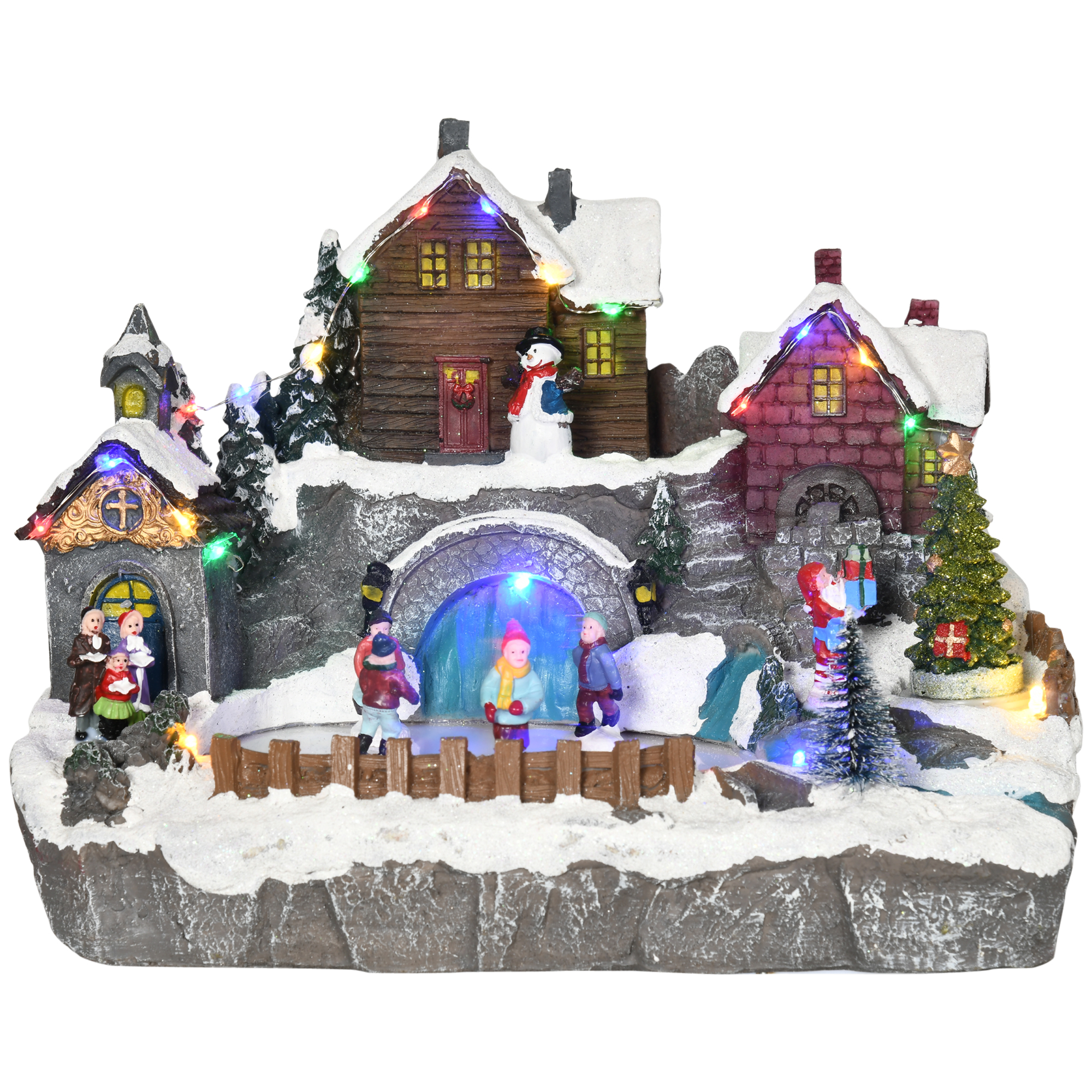 HOMCOM Weihnachtsdeko mit 21 LEDs, animierte Winterlandschaft mit Schlittsc günstig online kaufen