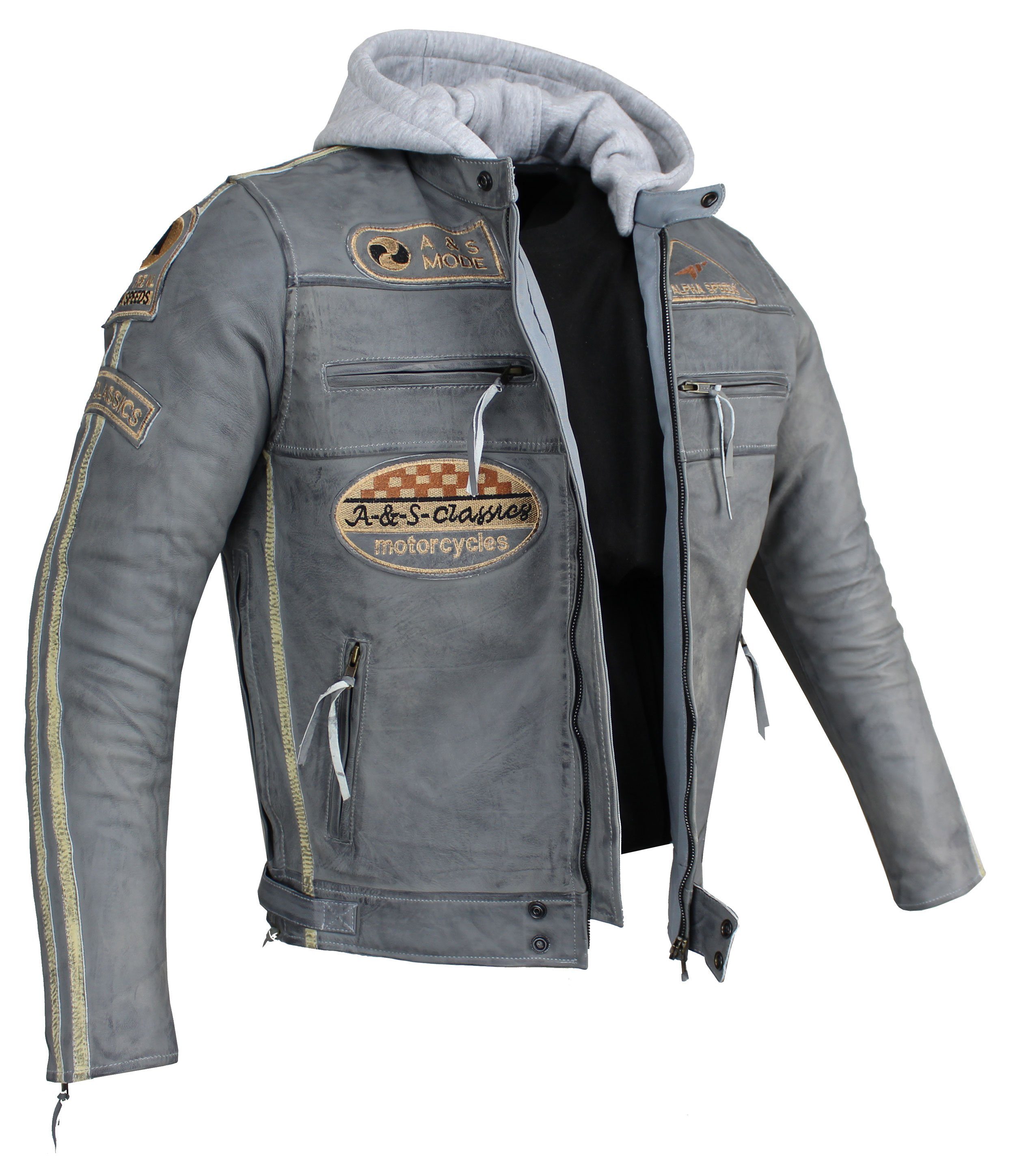 Alpha Speeds Motorradjacke Herren Leder Jacke günstig online kaufen