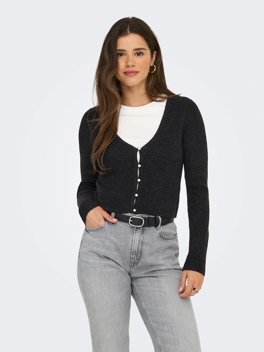 ONLY Strickpullover "ONLRICA LIFE LS VNECK PEARLCARD KNT" günstig online kaufen
