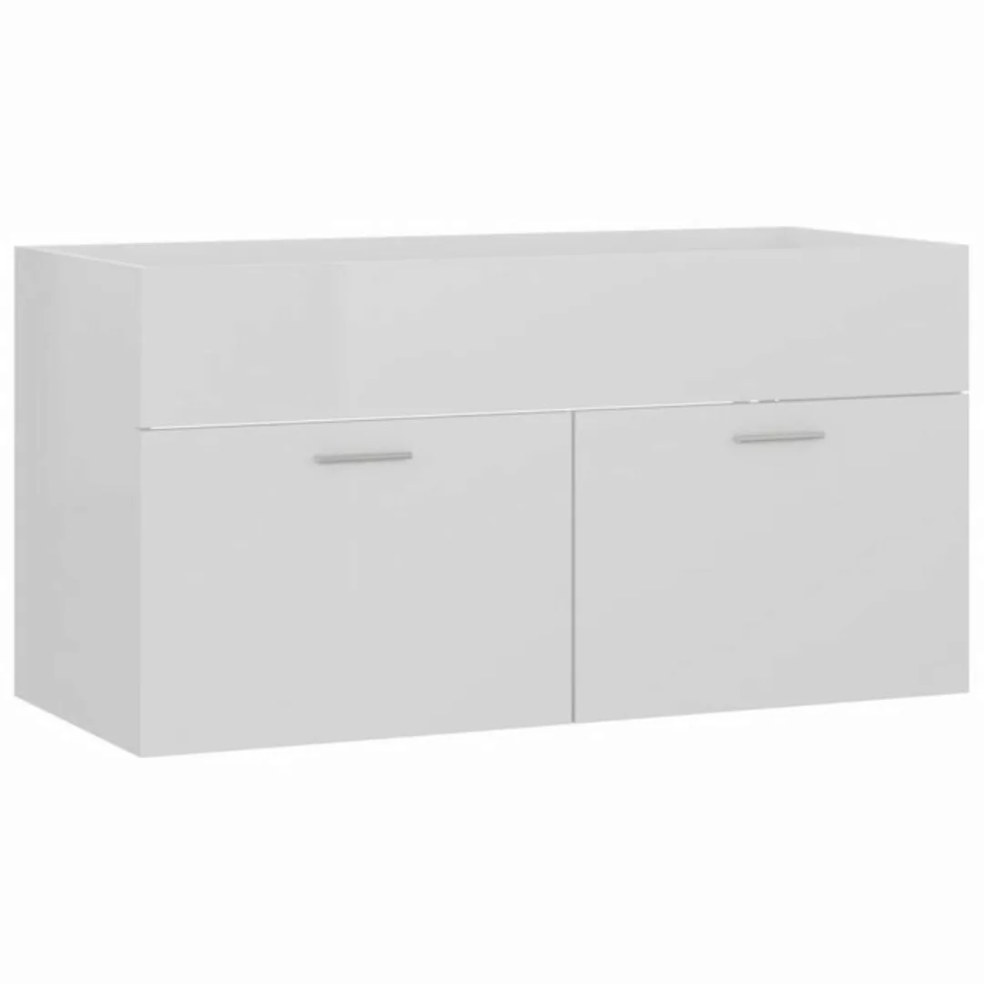 Waschbeckenunterschrank Hochglanz-weiß 90x38,5x46 Cm Spanplatte günstig online kaufen