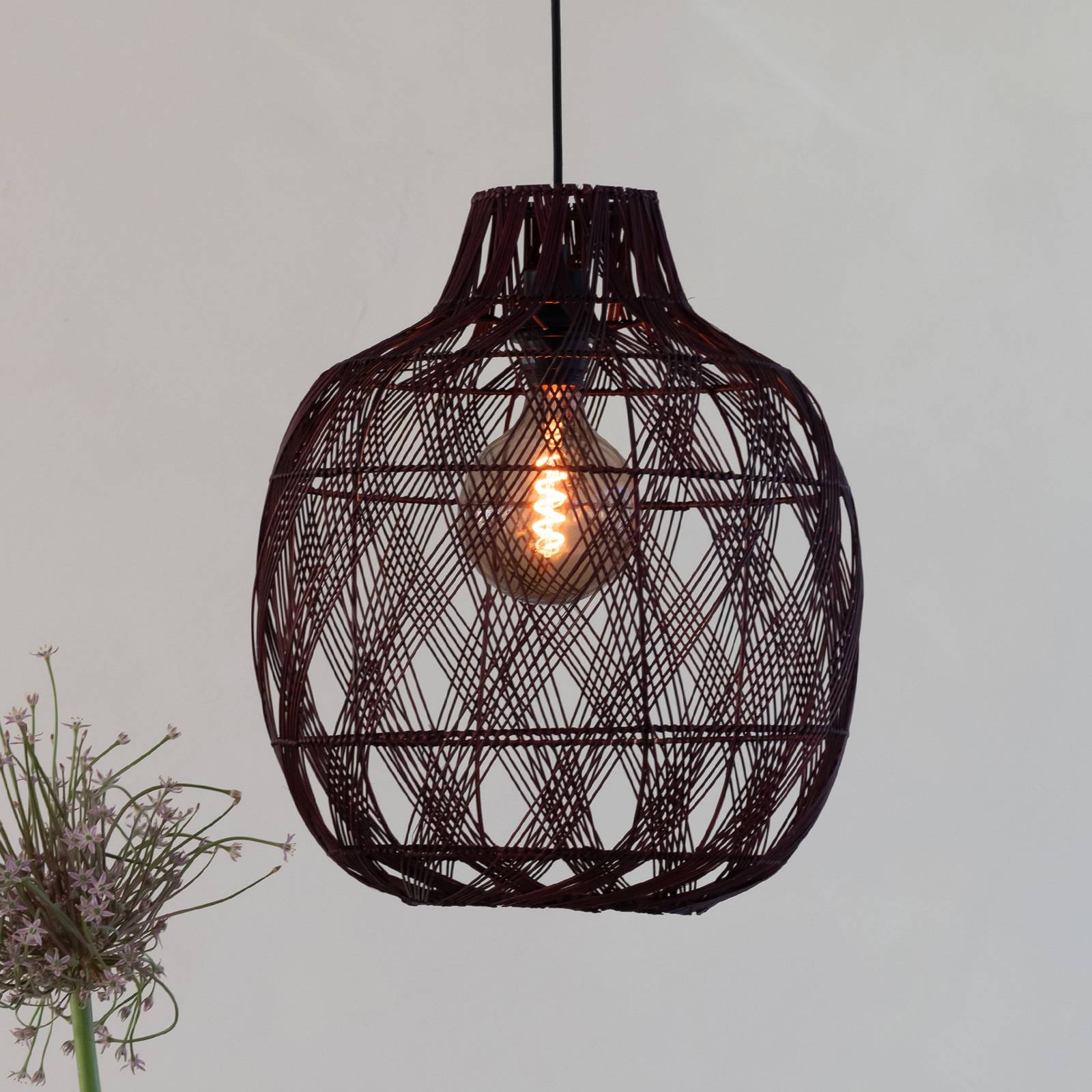 GOOD & MOJO Hängeleuchte Mendoza, rot, Ø 40 cm, Bambus, E27 günstig online kaufen