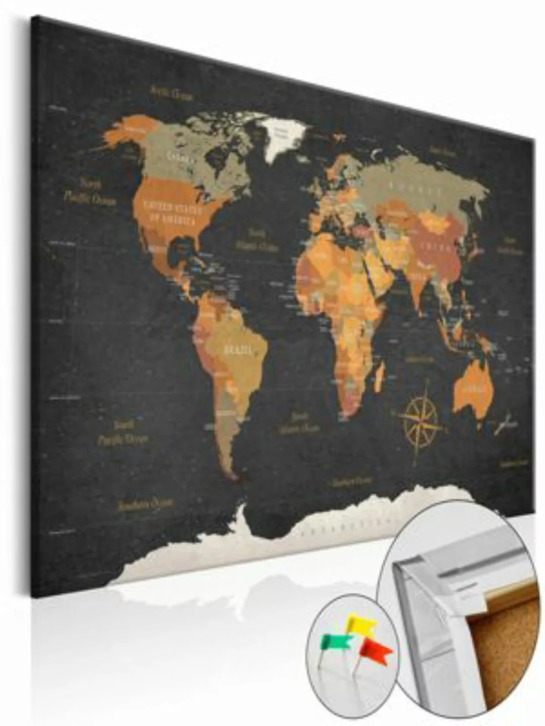 artgeist Pinnwand Bild Secrets of the Earth [Cork Map] mehrfarbig Gr. 60 x günstig online kaufen