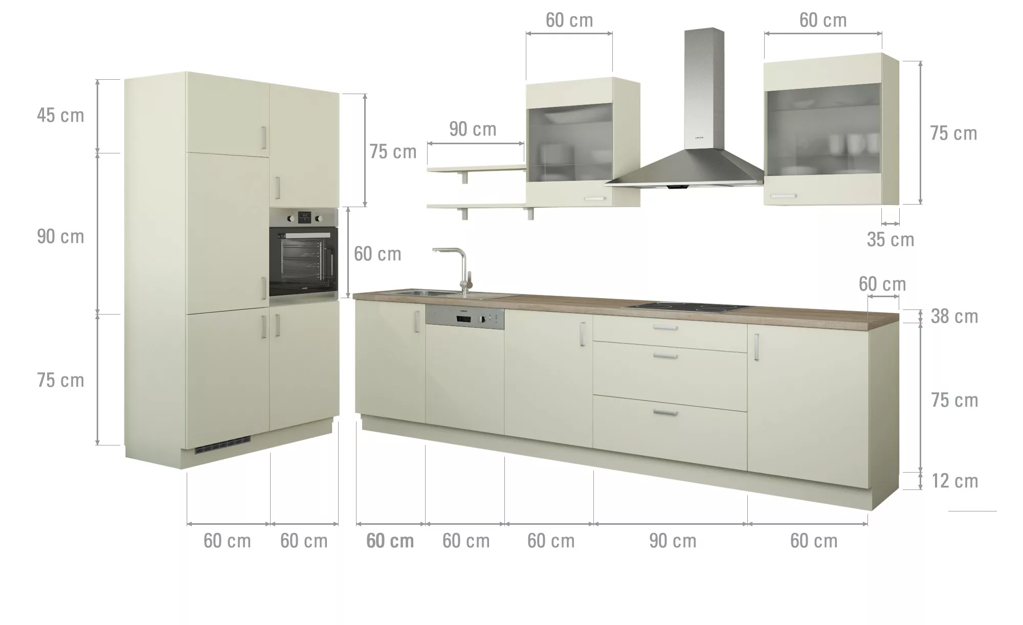Küchenzeile ohne Elektrogeräte  Frankfurt ¦ creme Küchen-online > Küchenblö günstig online kaufen