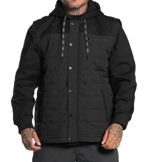 Sullen Clothing Blouson Two Faced Jacket Schwarz Gesteppt Canvas Hoodie günstig online kaufen