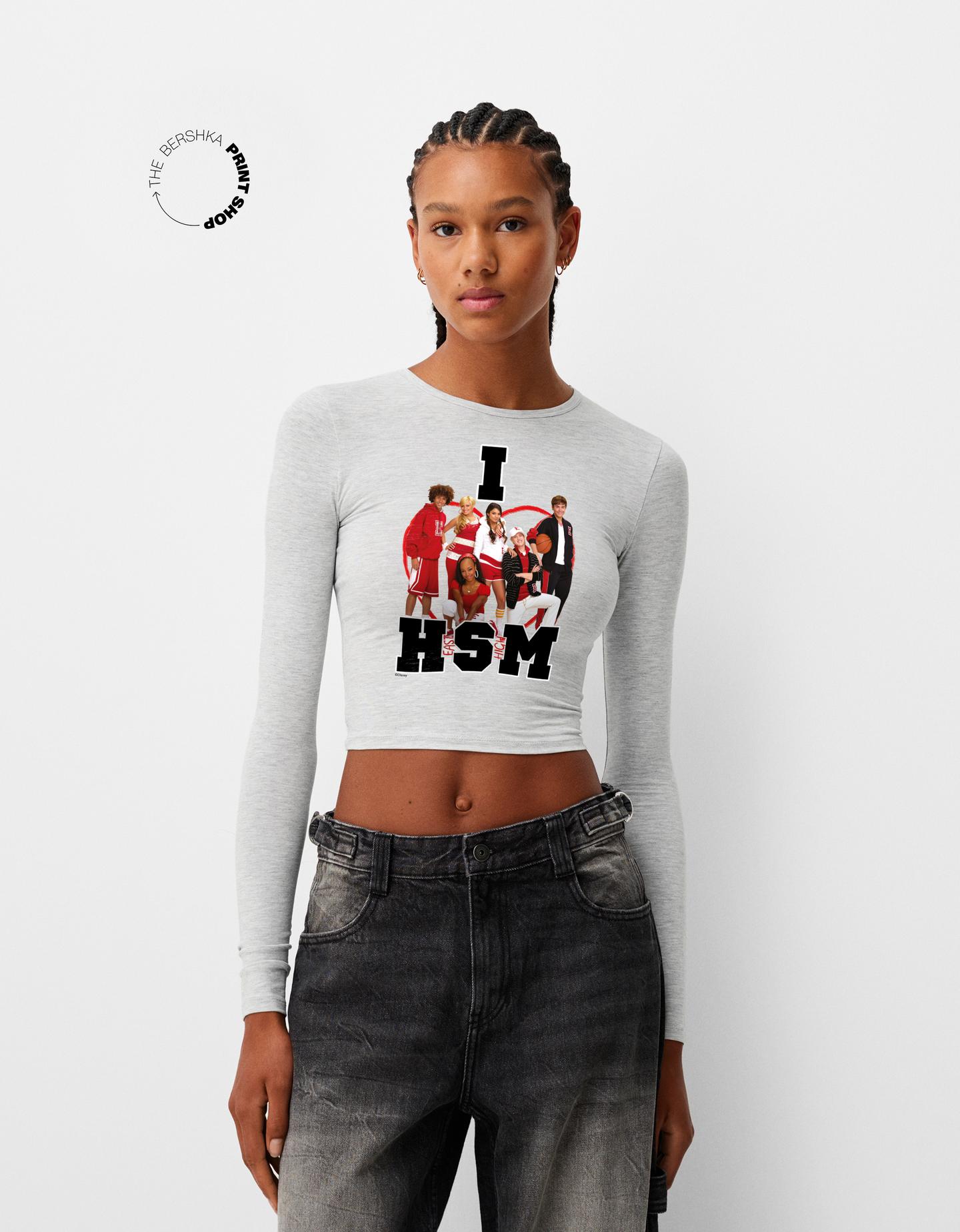 Bershka T-Shirt High Musical Mit Kurzen Ärmeln Damen L Grau günstig online kaufen