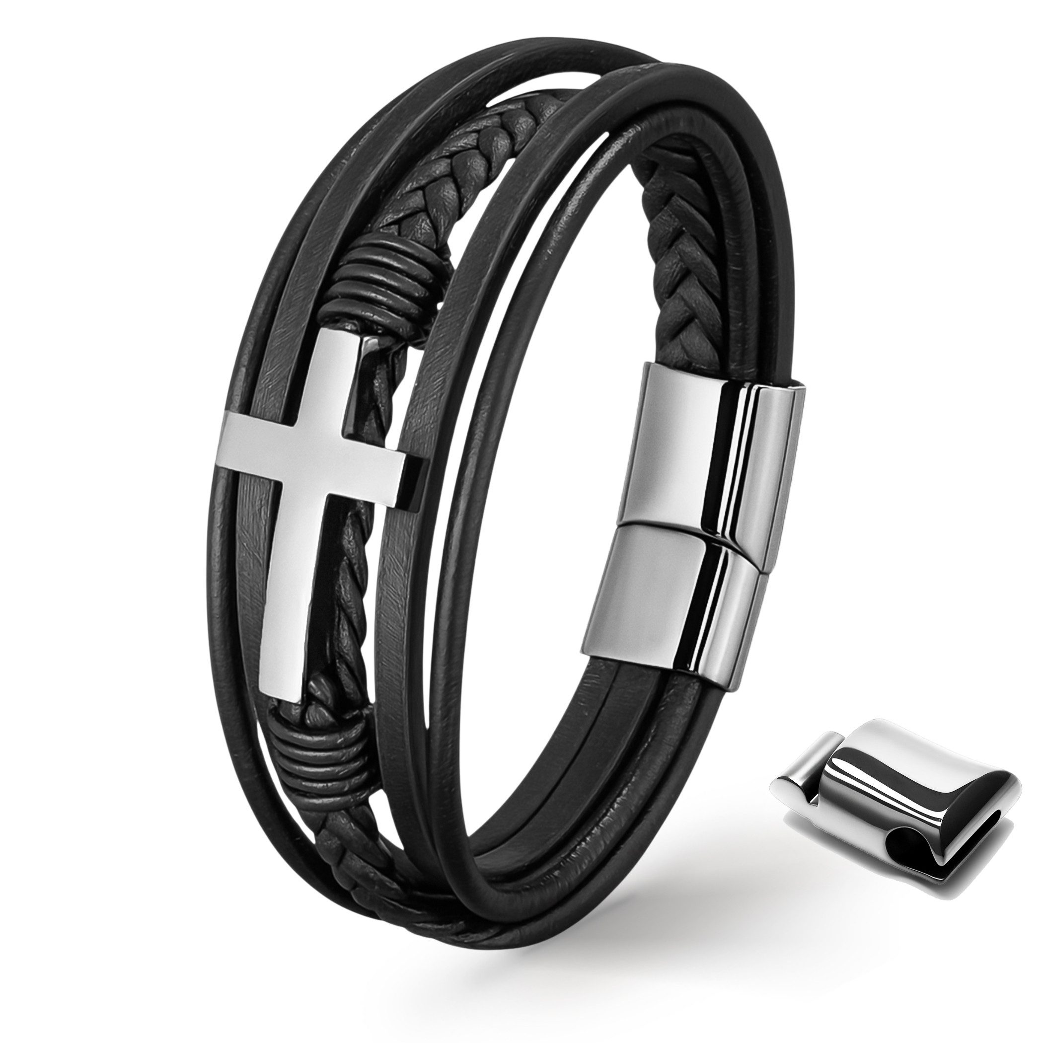 UNIQAL.de Lederarmband Lederarmband Herren mit Kreuz günstig online kaufen