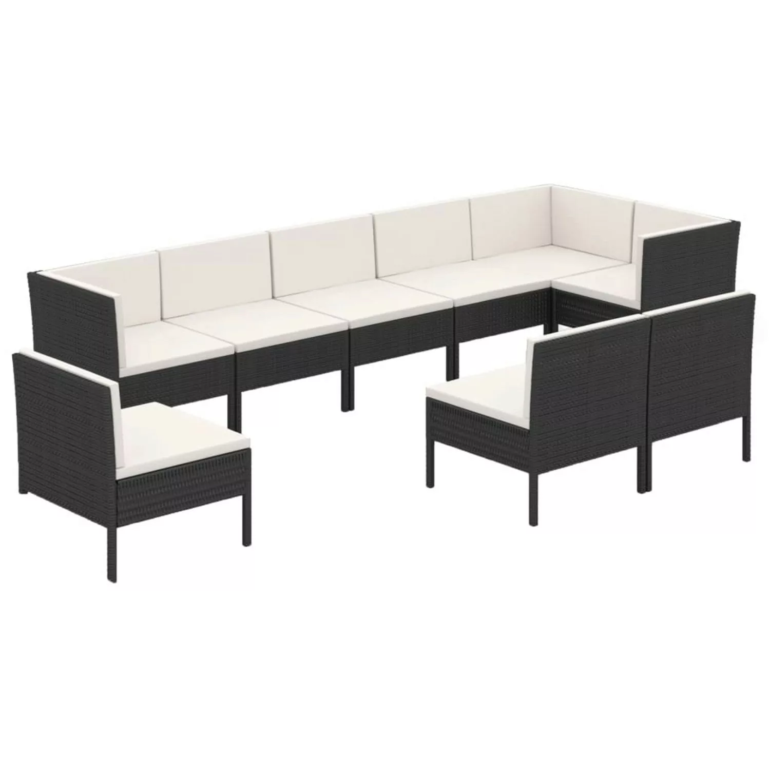 9-tlg. Garten-lounge-set Mit Auflagen Poly Rattan Schwarz günstig online kaufen