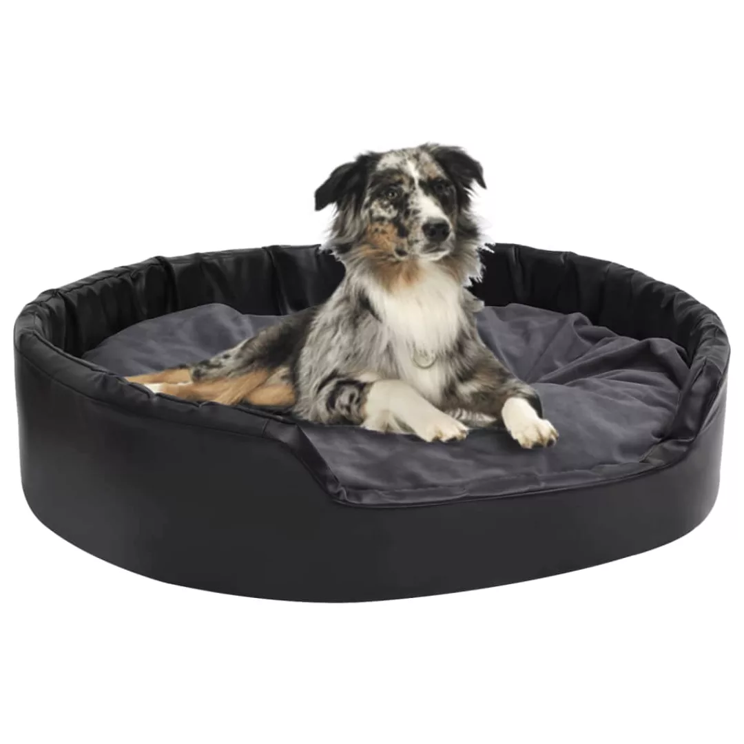 Hundebett Schwarz-dunkelgrau 99x89x21 Cm Plüsch Und Kunstleder günstig online kaufen