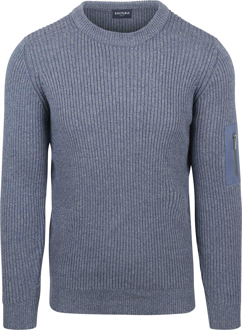 Suitable Mou Pullover Melange Blau - Größe L günstig online kaufen