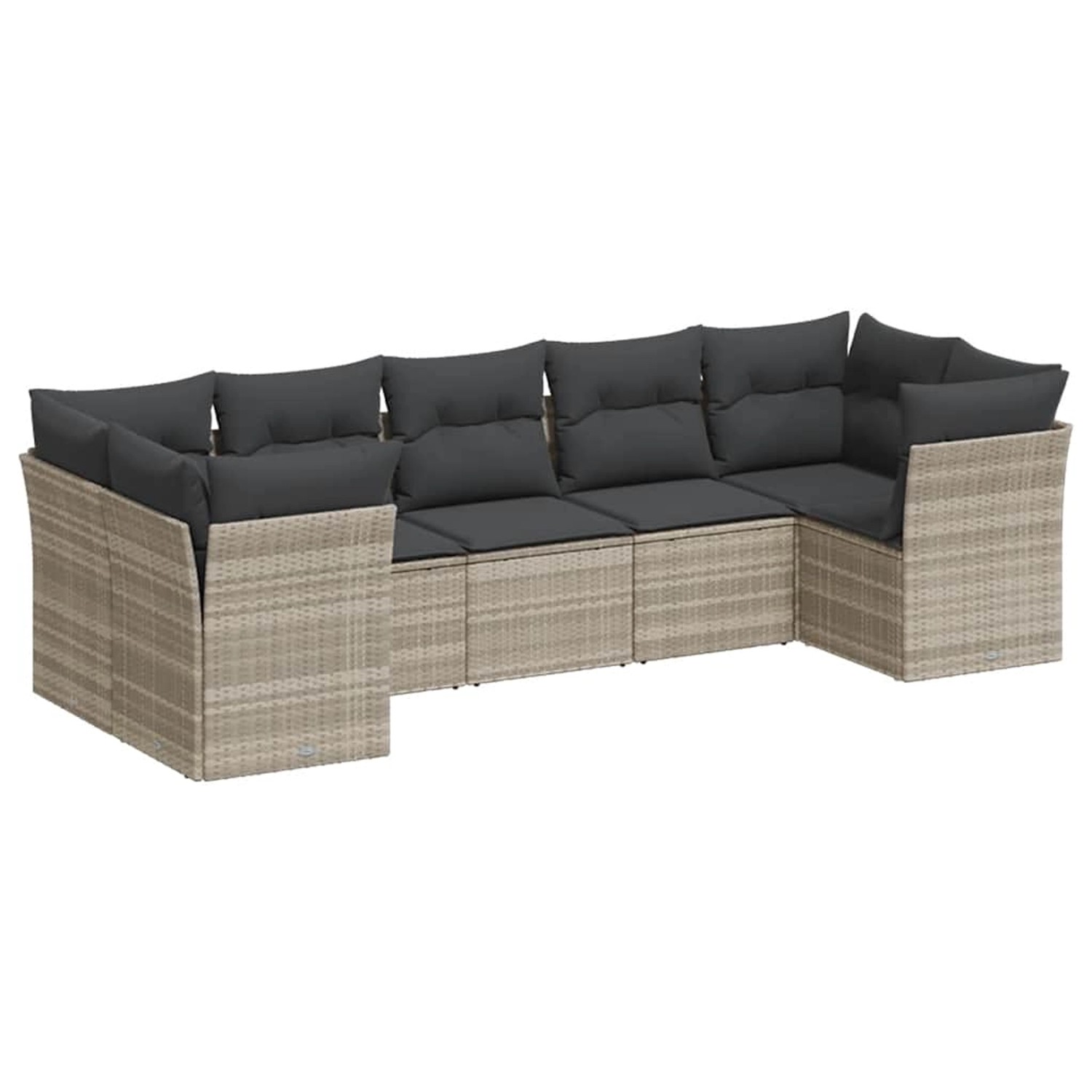 vidaXL 7-Tlg Garten-Sofagarnitur mit Kissen Hellgrau Poly Rattan 3218122 günstig online kaufen