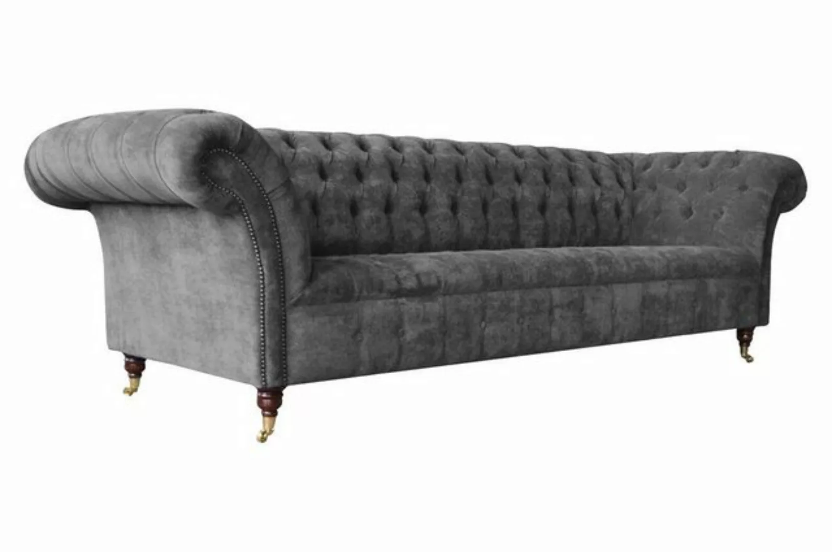 Xlmoebel Sofa Chesterfield 3-Sitzer Sofa Polsterung Stoff Grau Sitzmöbel, H günstig online kaufen