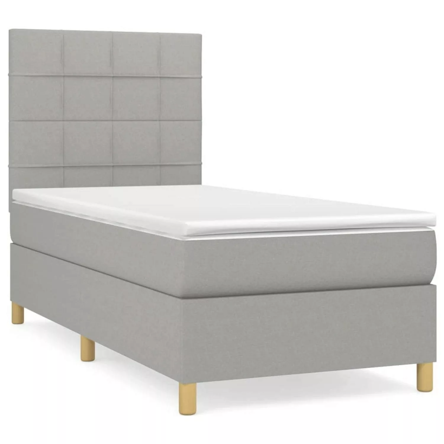 vidaXL Boxspringbett Boxspringbett mit Matratze Hellgrau 90x190 cm Stoff Be günstig online kaufen