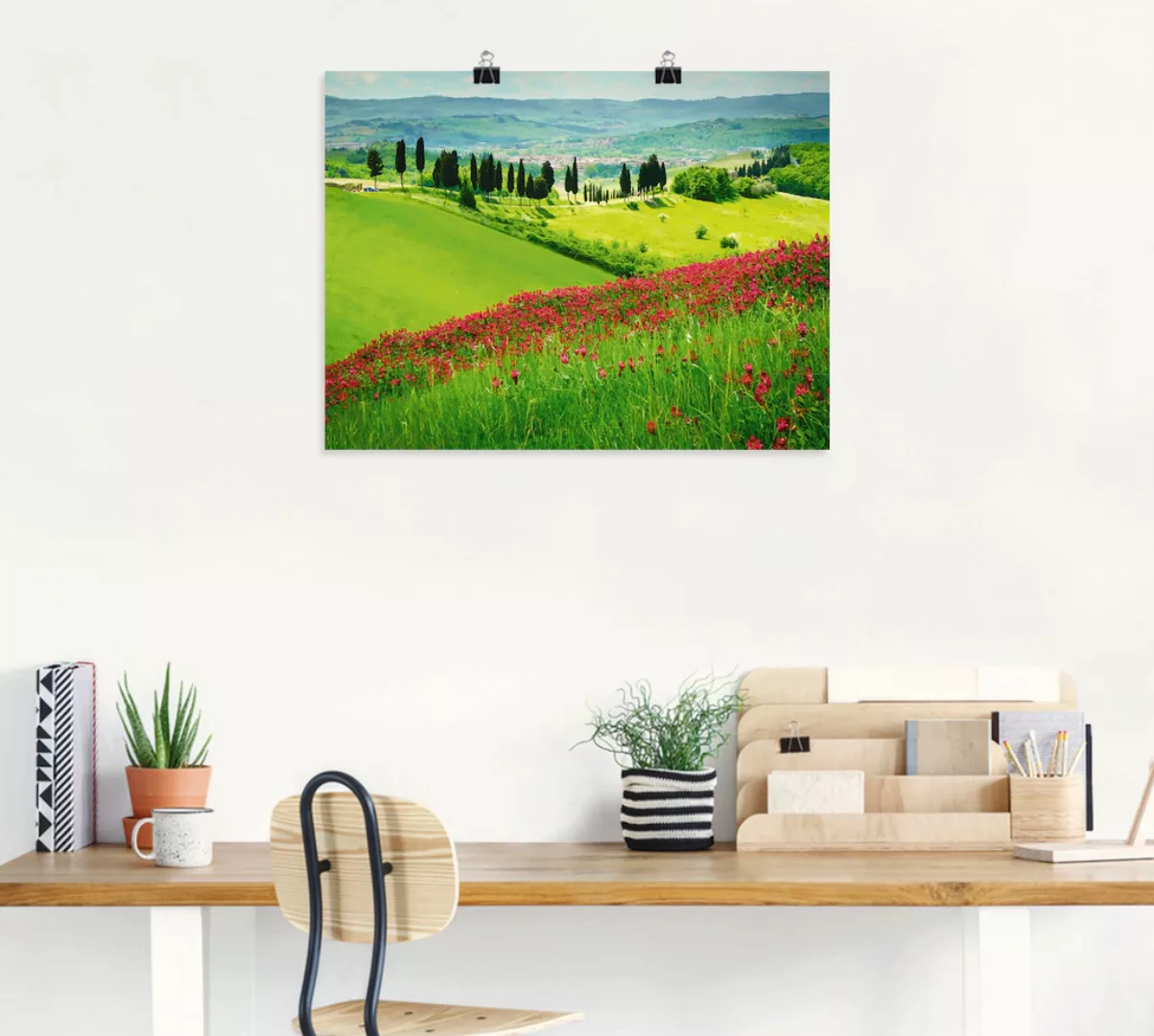 Artland Wandbild "Hügel und Zypressen", Felder, (1 St.), als Alubild, Outdo günstig online kaufen