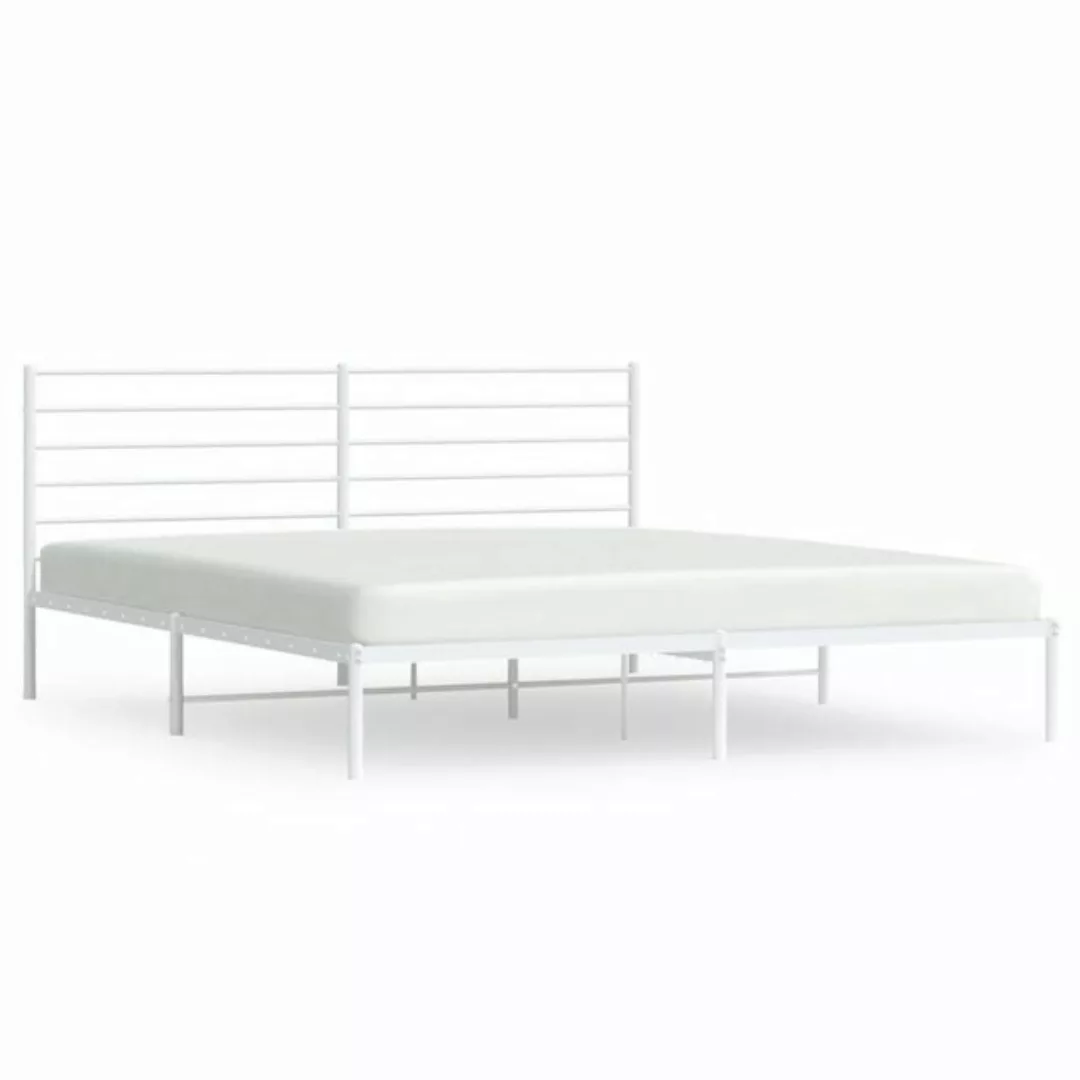 furnicato Bett Bettgestell mit Kopfteil Metall Weiß 180x200 cm günstig online kaufen