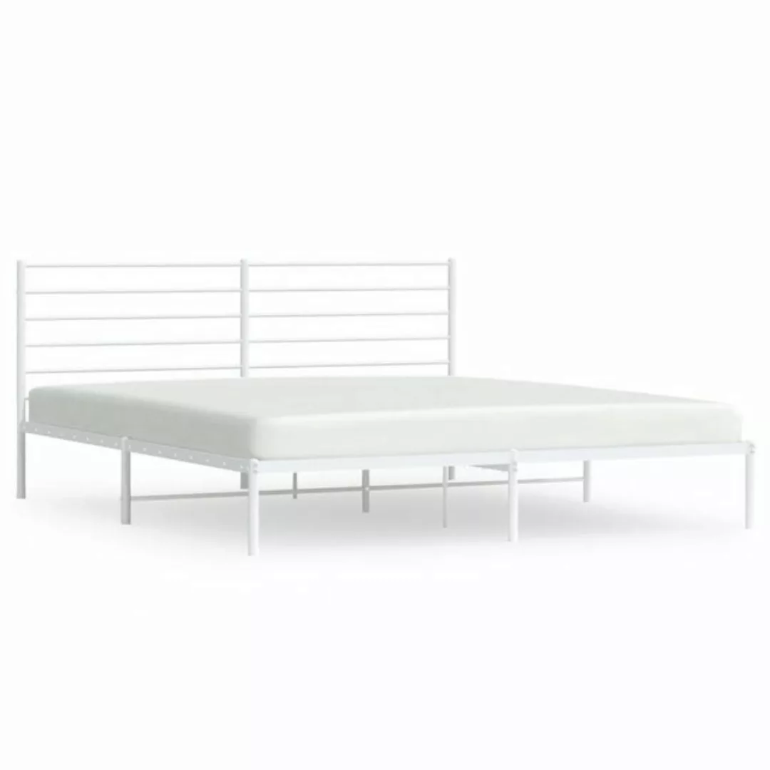 furnicato Bett Bettgestell mit Kopfteil Metall Weiß 200x200 cm günstig online kaufen