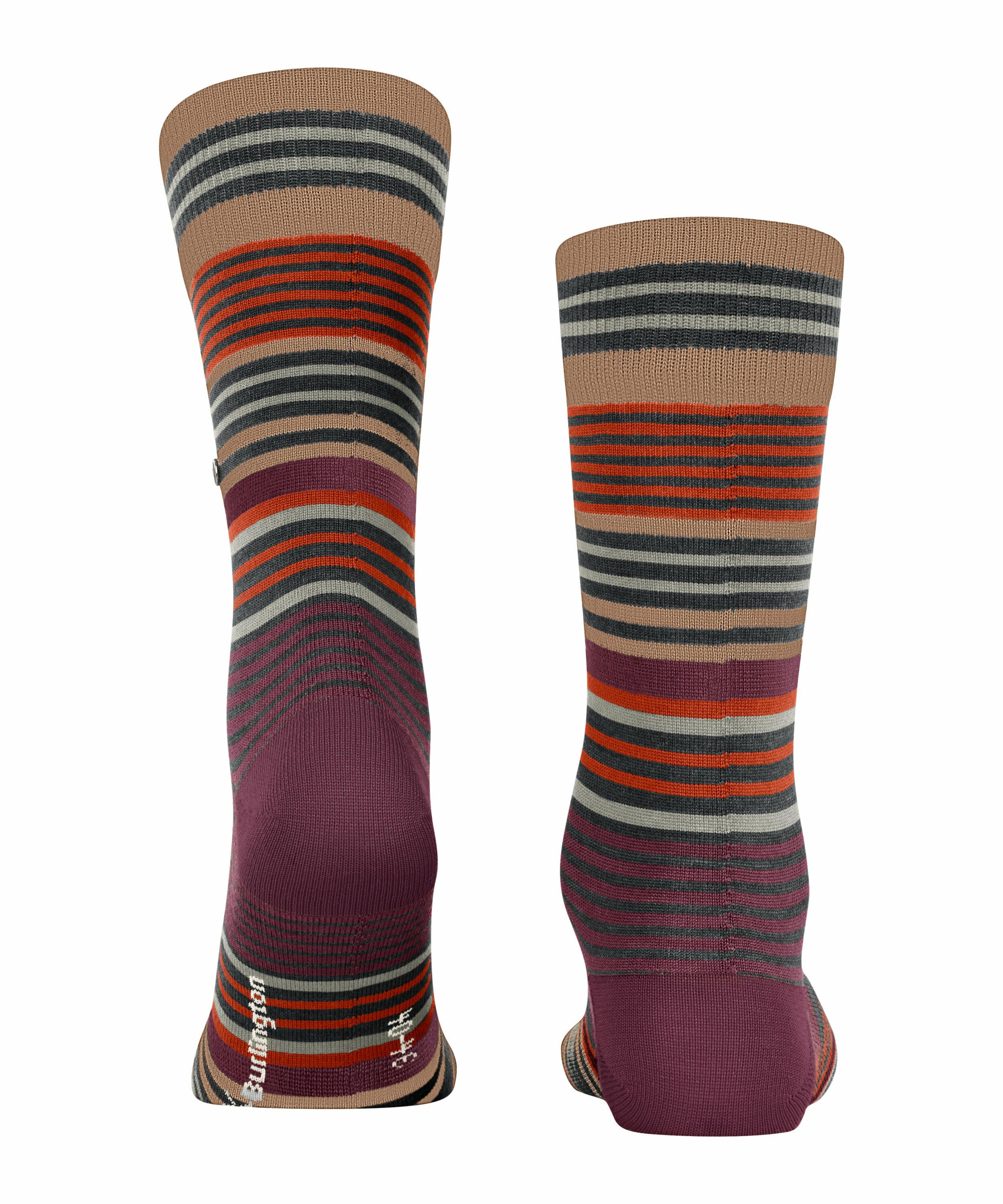 Burlington Stripe Herren Socken, 40-46, Braun, Streifen, Schurwolle, 21057- günstig online kaufen