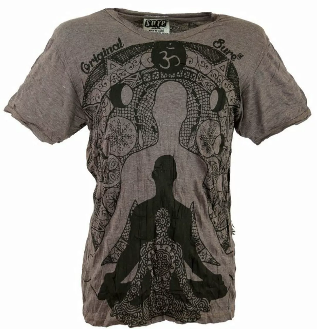 Guru-Shop T-Shirt Sure Herren T-Shirt Meditation Buddha - taupe alternative günstig online kaufen