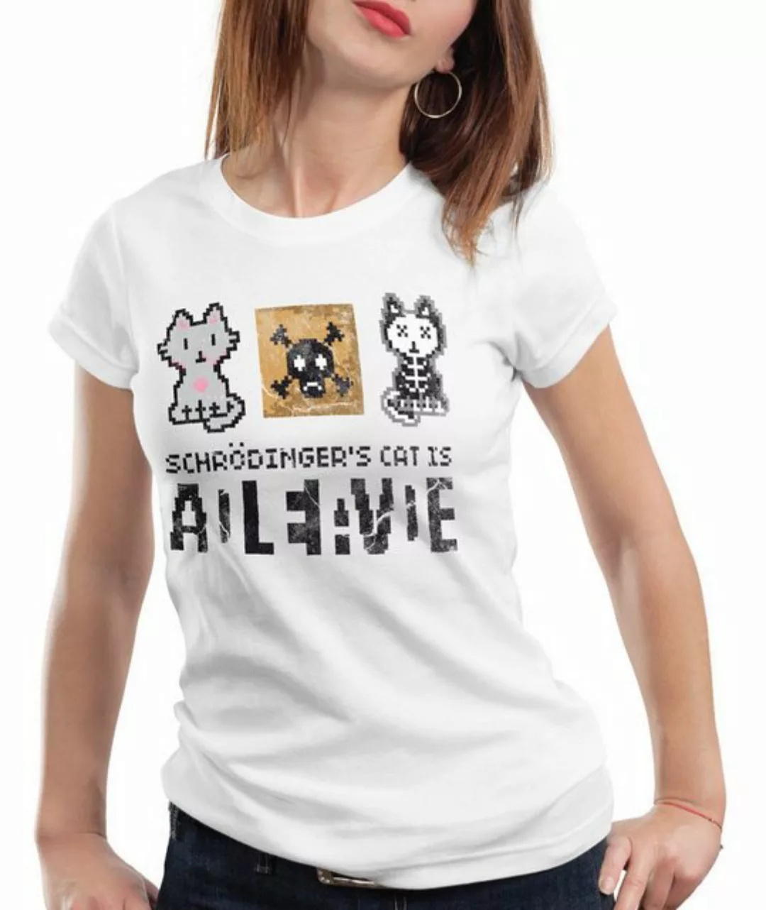 style3 T-Shirt 8Bit Schrödingers Katze big bang cooper cat schroedinger she günstig online kaufen