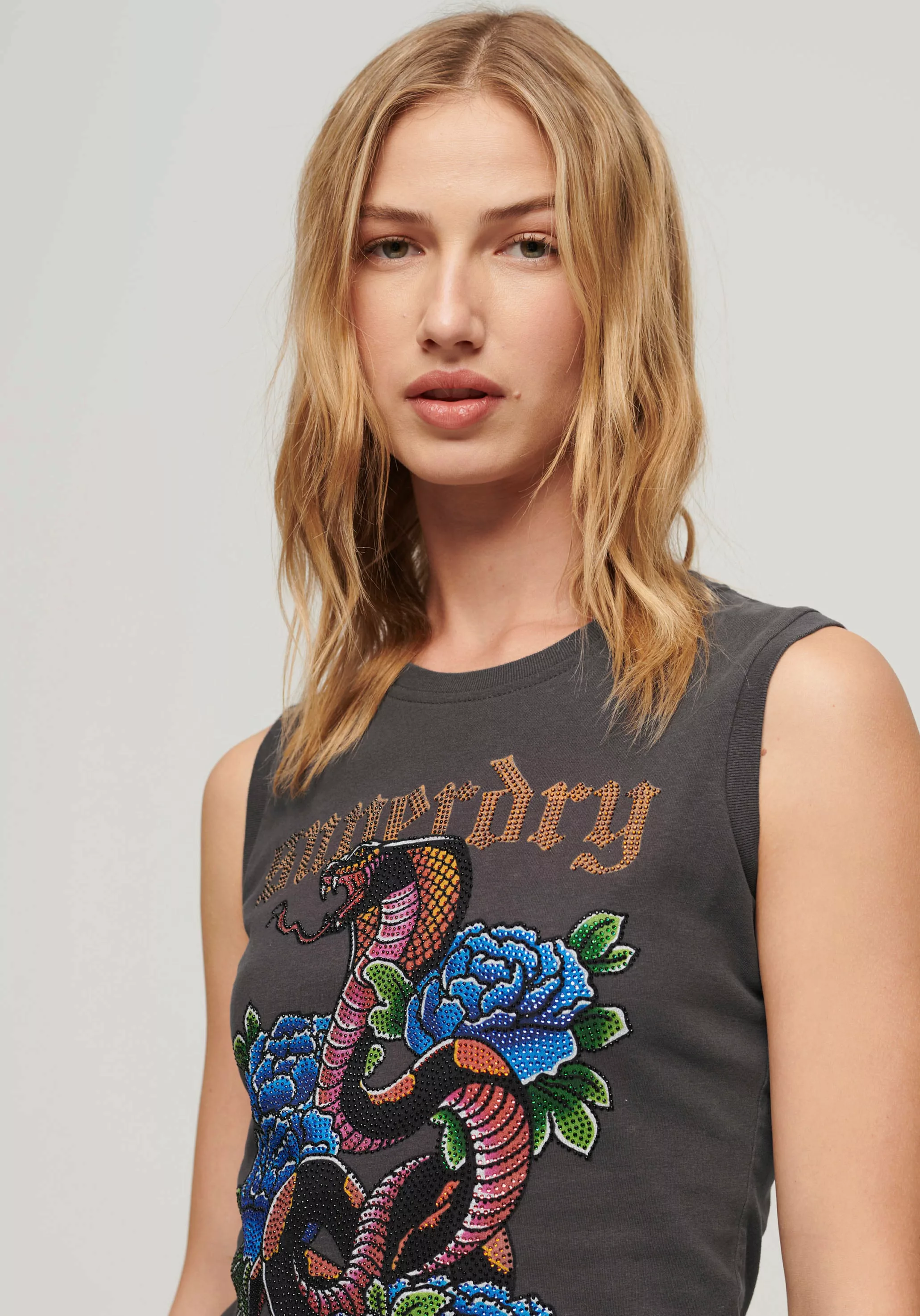 Superdry Tanktop "TATTOO RHINESTONE FITTED TANK" günstig online kaufen