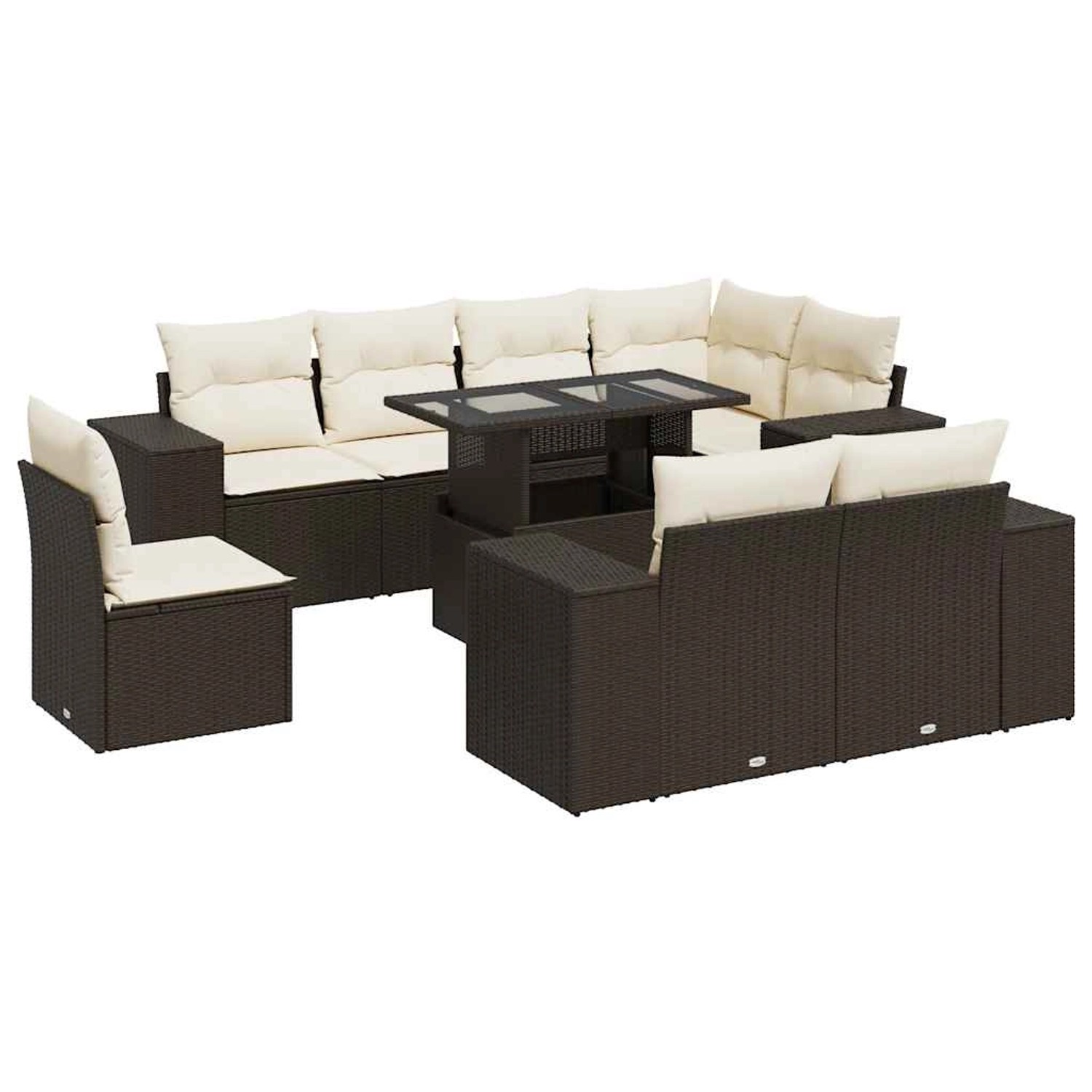 vidaXL 9-Tlg Garten-Sofagarnitur mit Kissen Braun Poly Rattan 3326824 günstig online kaufen