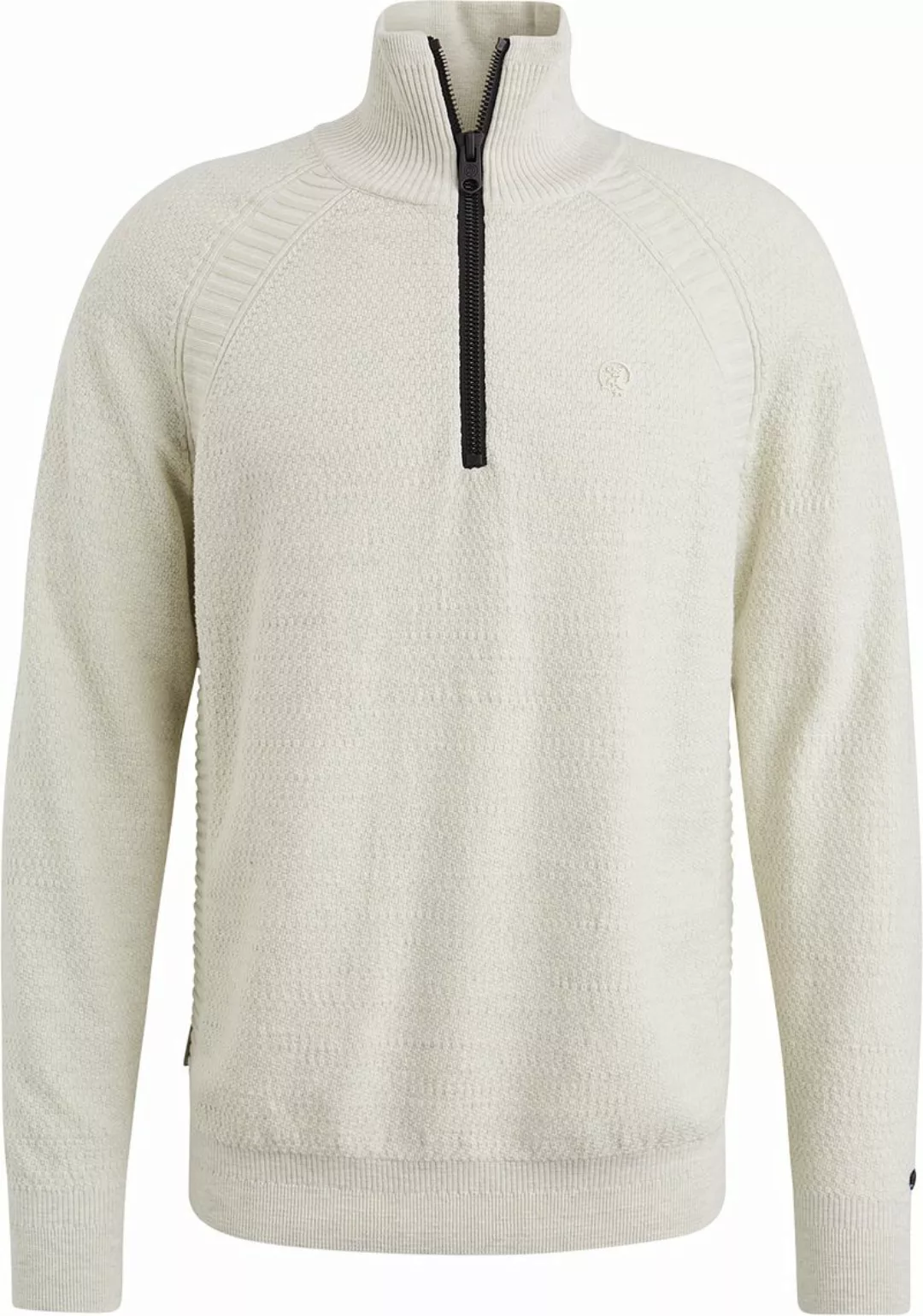 Cast Iron Knitted Half Zip Pullover Ecru - Größe XL günstig online kaufen