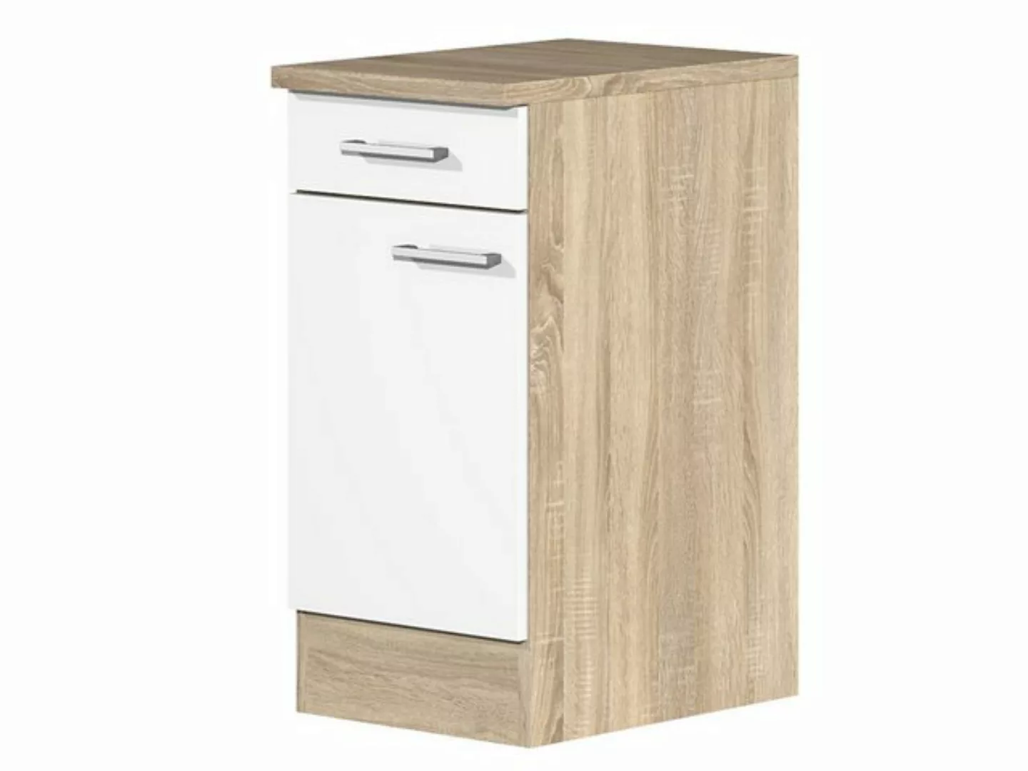 Flex-Well Unterschrank Küchenunterschrank - 40 cm breit - Weiß Sonoma Eiche günstig online kaufen