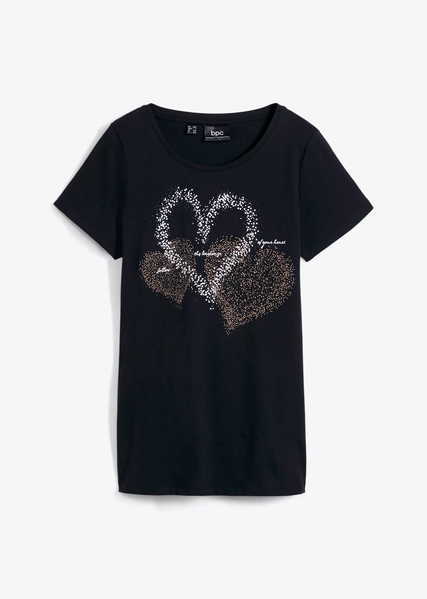 Shirt mit Herzdruck aus Bio-Baumwolle, kurzarm günstig online kaufen