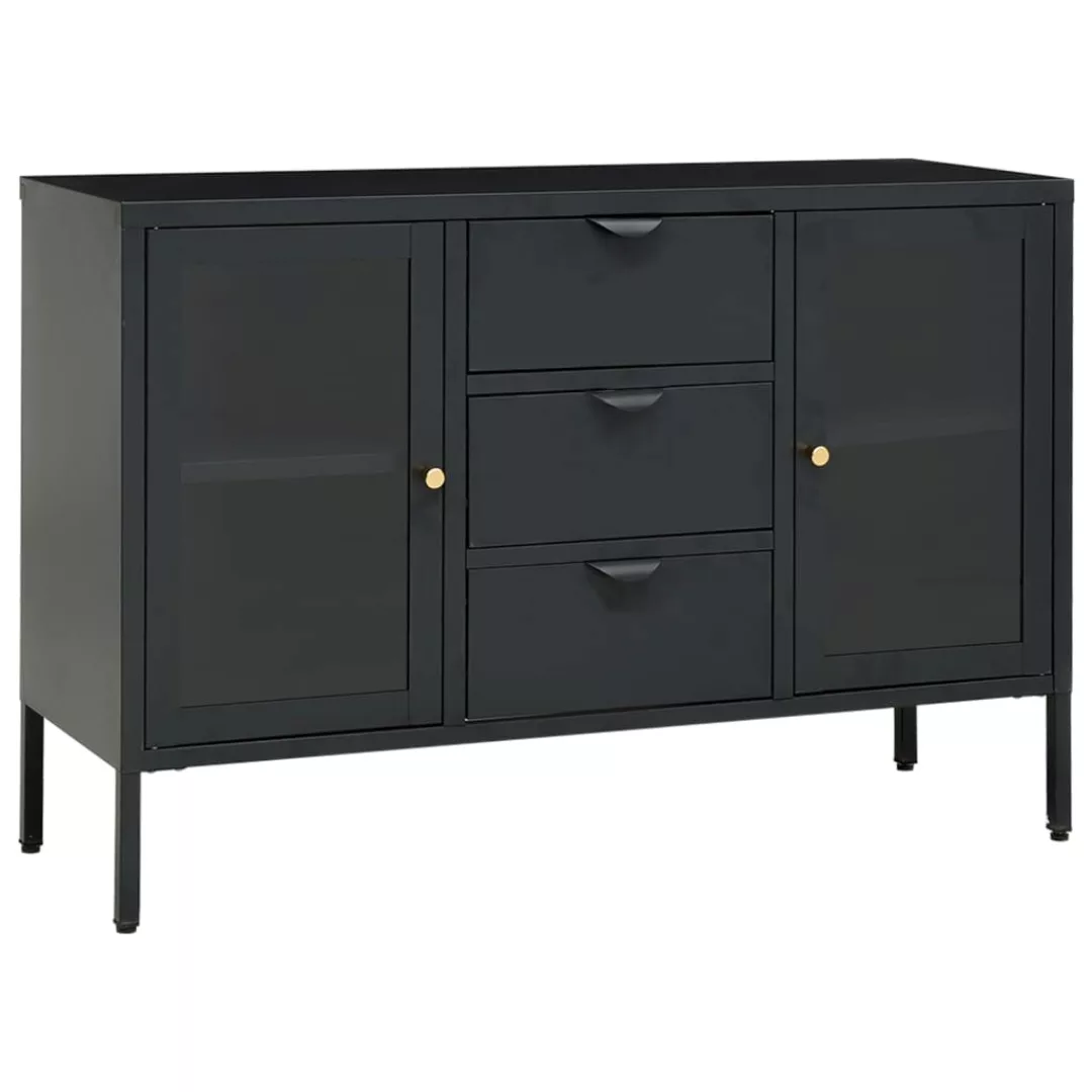 Sideboard Anthrazit 105x35x70 Cm Stahl Und Hartglas günstig online kaufen