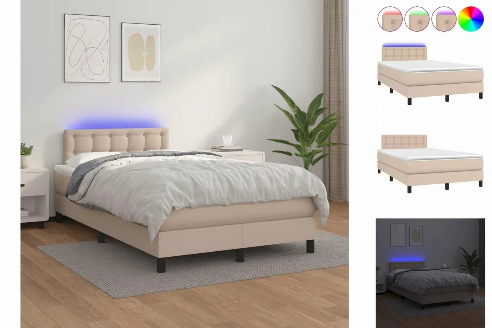 vidaXL Bettgestell Boxspringbett mit Matratze LED Cappuccino-Braun 120x200c günstig online kaufen