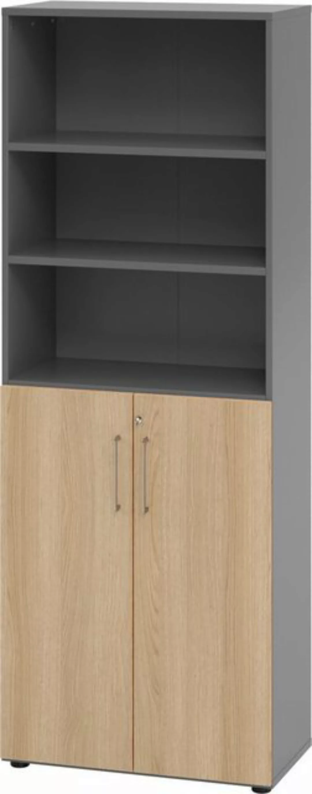 bümö Aktenschrank smart Kombischrank - 6 Ordnerhöhen Dekor: Graphit/Eiche günstig online kaufen