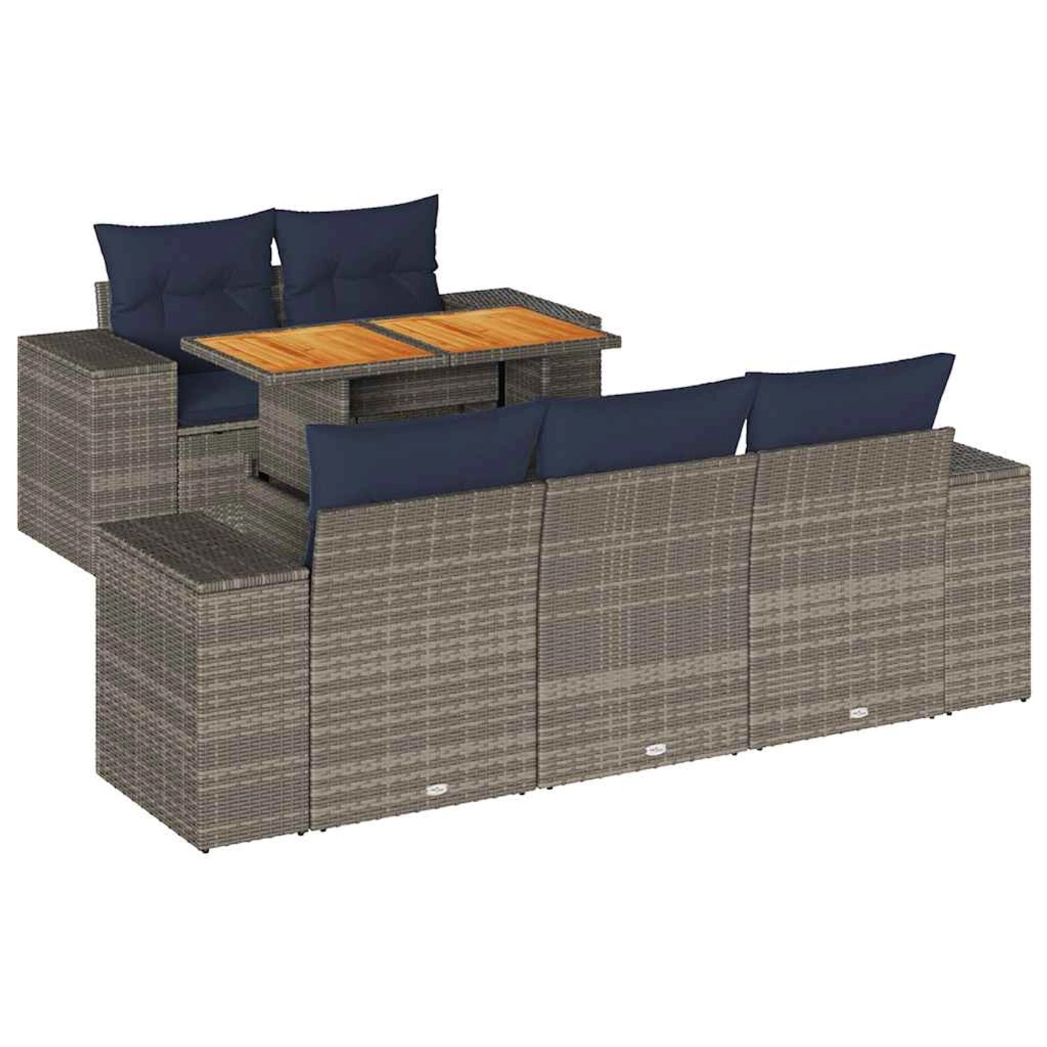 vidaXL 6-Tlg Garten-Sofagarnitur mit Kissen Grau Poly Rattan 3327330 günstig online kaufen