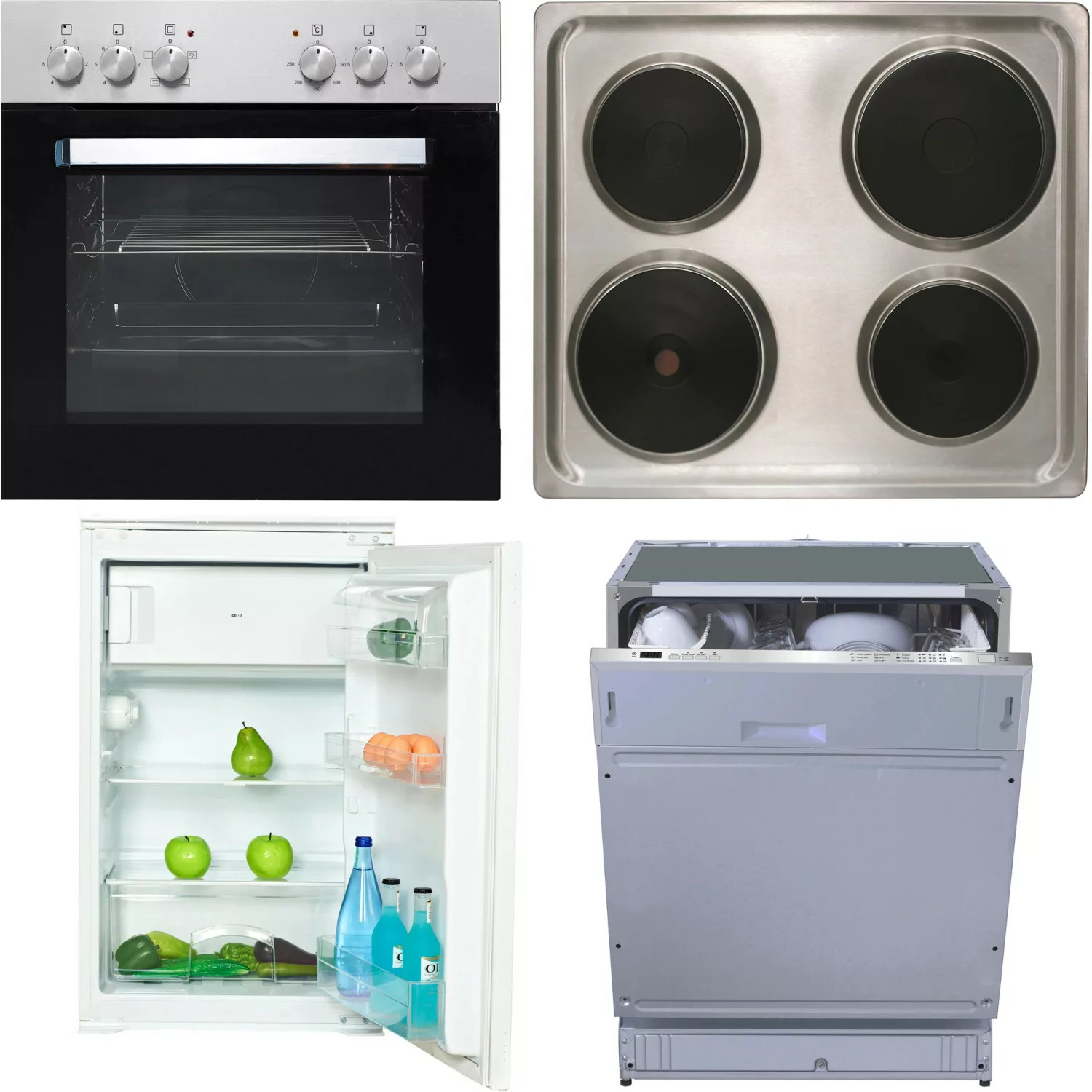Flex-Well Küchengeräte-Set 2 mit Einbauherd Einbaukühlschrank + Geschirrspü günstig online kaufen