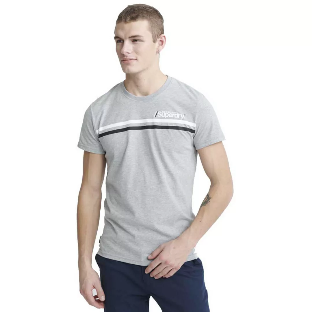 Superdry Core Logo Sport Stripe Kurzarm T-shirt S Gray günstig online kaufen