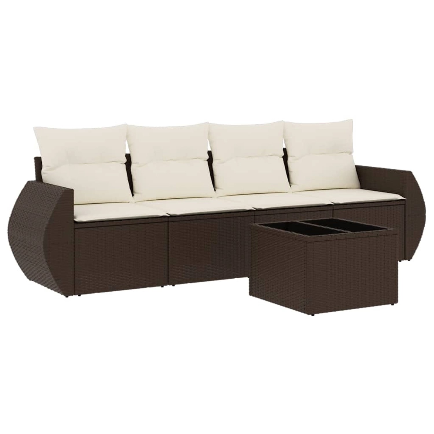 vidaXL 5-Tlg Garten-Sofagarnitur mit Kissen Braun Poly Rattan 3221092 günstig online kaufen