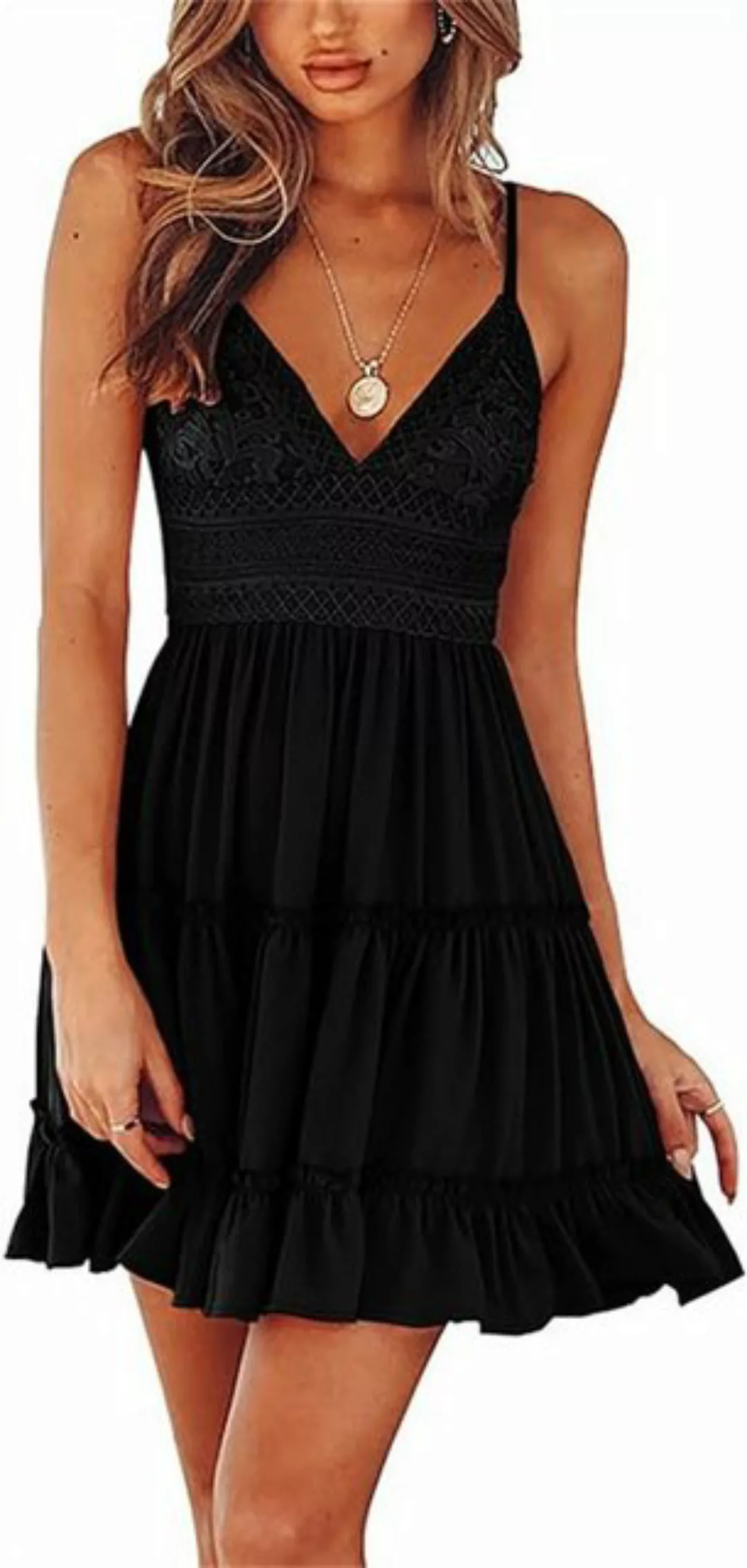 AFAZ New Trading UG Sommerkleid Kleider Damen Sommer V Ausschnitt Trägerkle günstig online kaufen